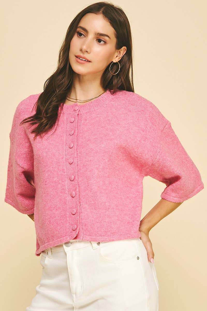 Cozy Button-Front Short Sleeve Cardigan