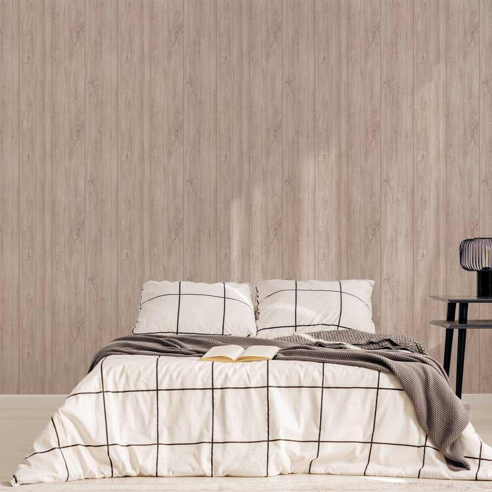 Wide Plank White Peel and Stick Wallpaper, 28 sq. ft.