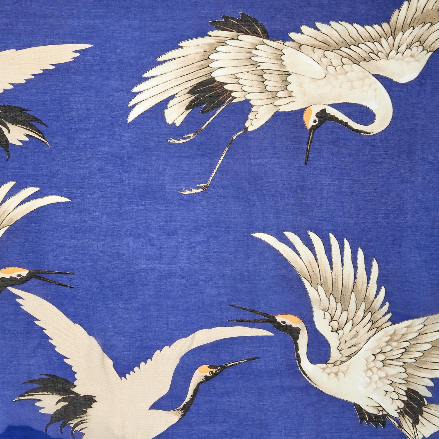 Cobalt Heron Print Short Kimono