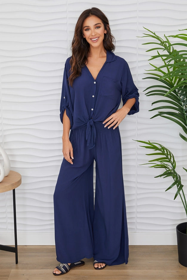 Viscose Smoked Palazzo Pants
