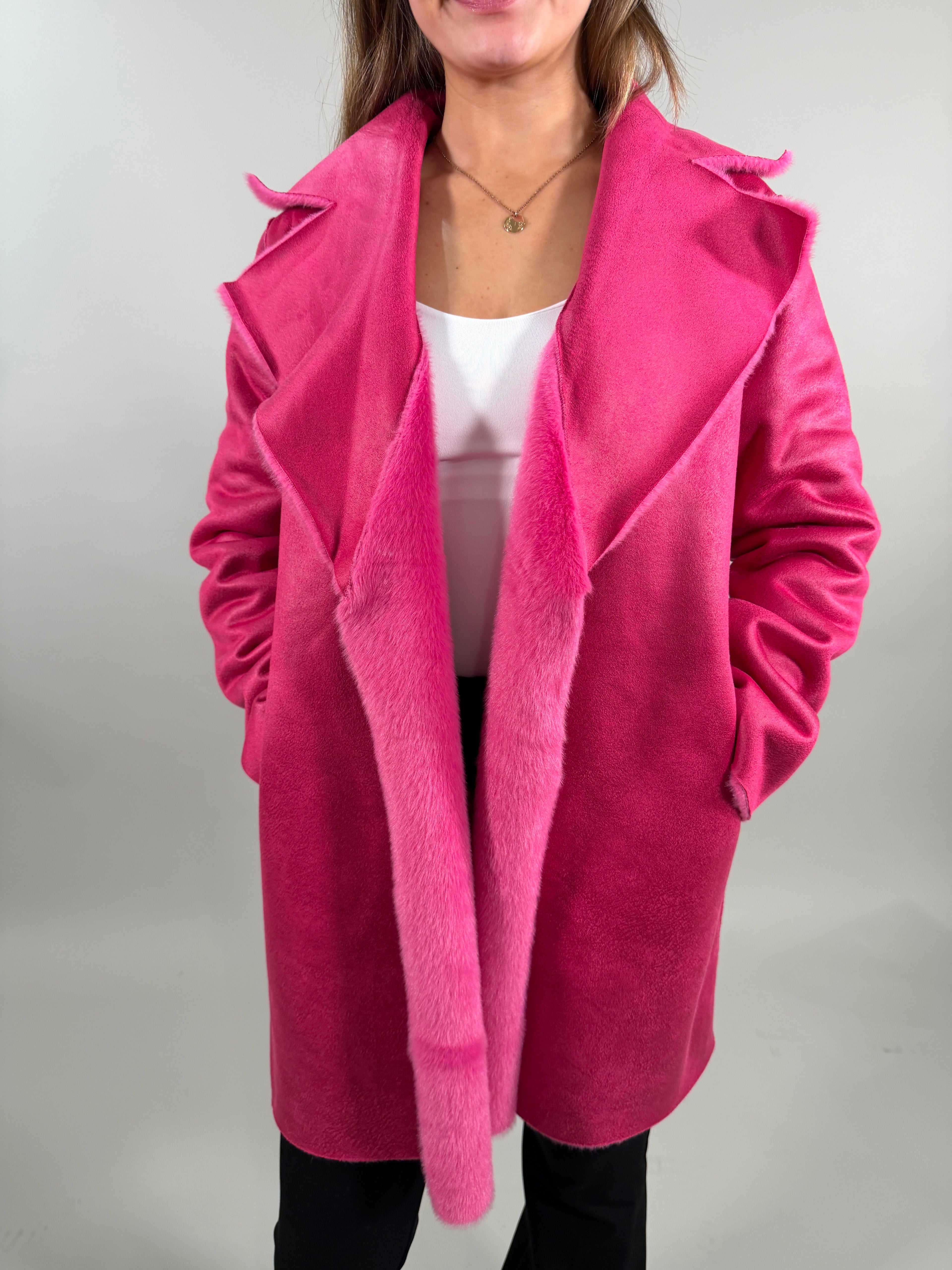 Faux Fur and Suede Coat