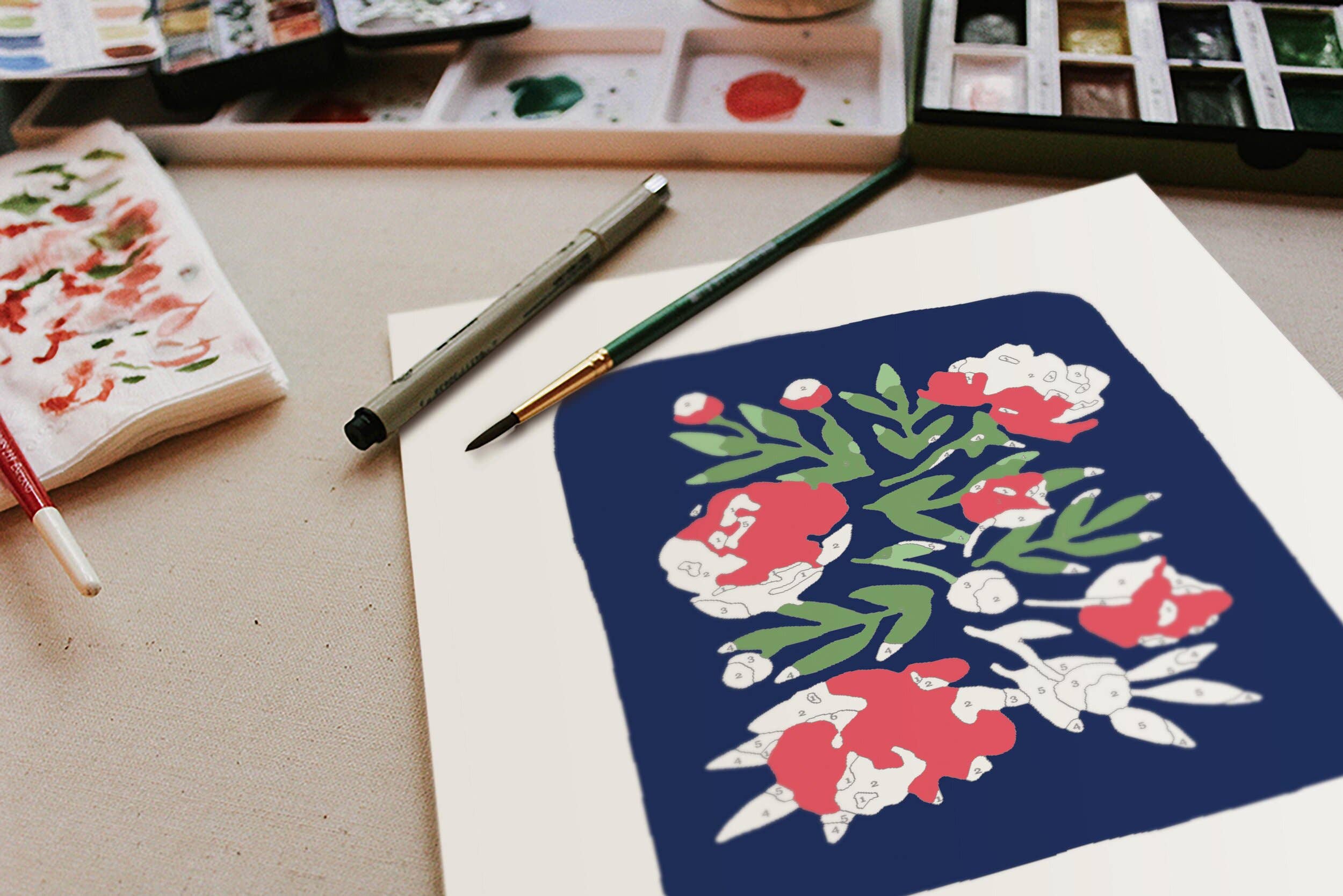 Field and Flower Paint-By-Numbers Kit