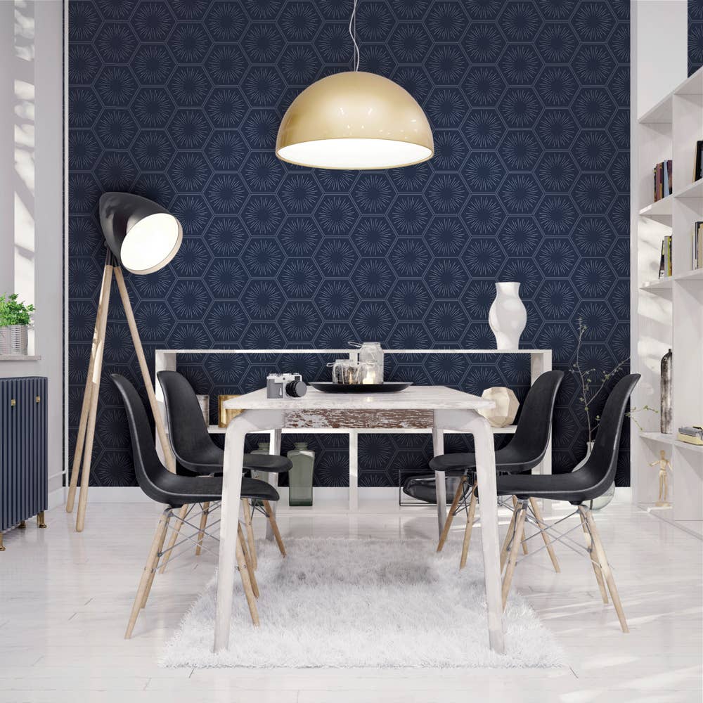 Hello Sunshine Royal Blue P&S Wallpaper, 56 sq. ft.