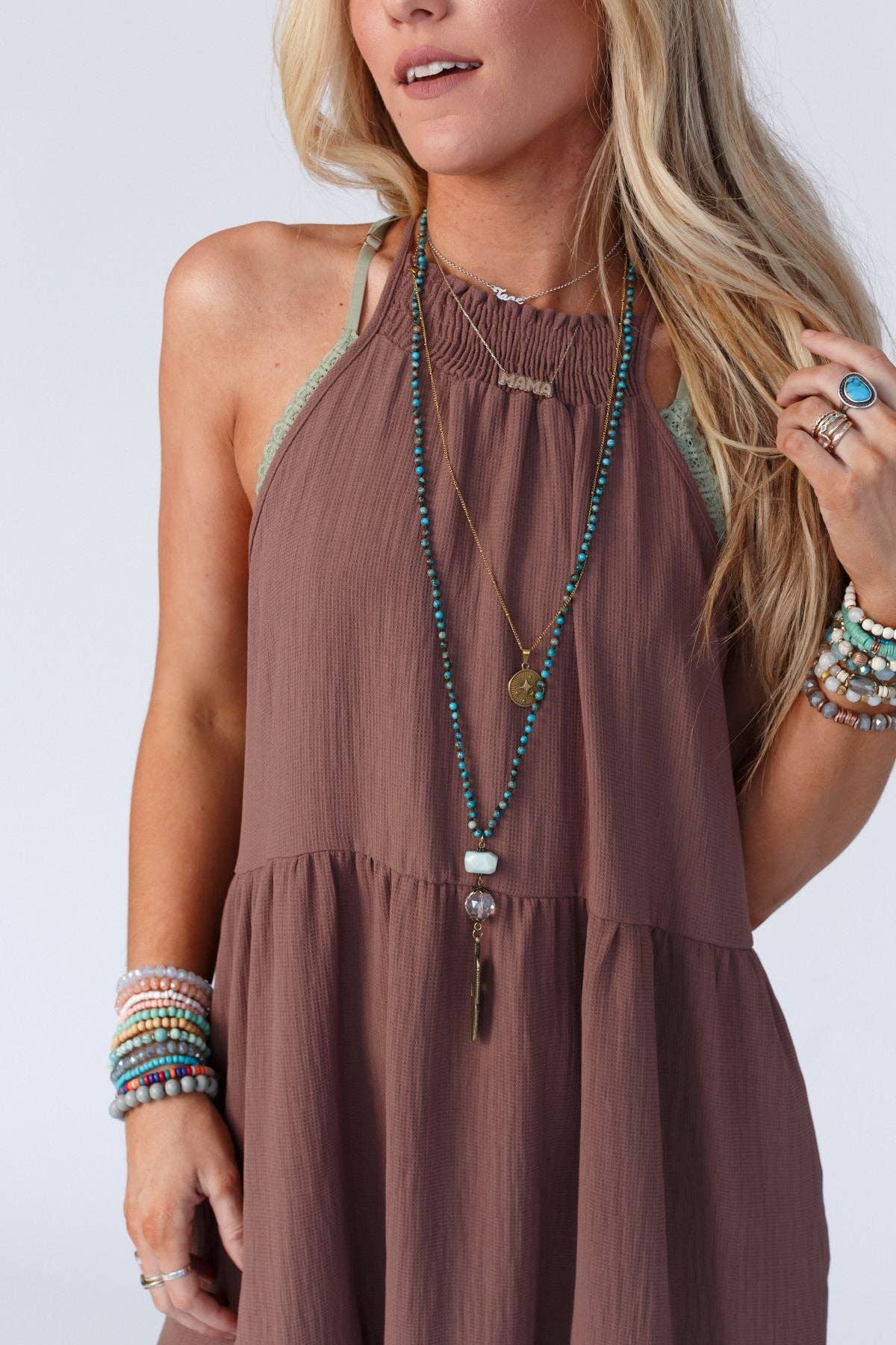 Waffle Tiered Maxi Dress