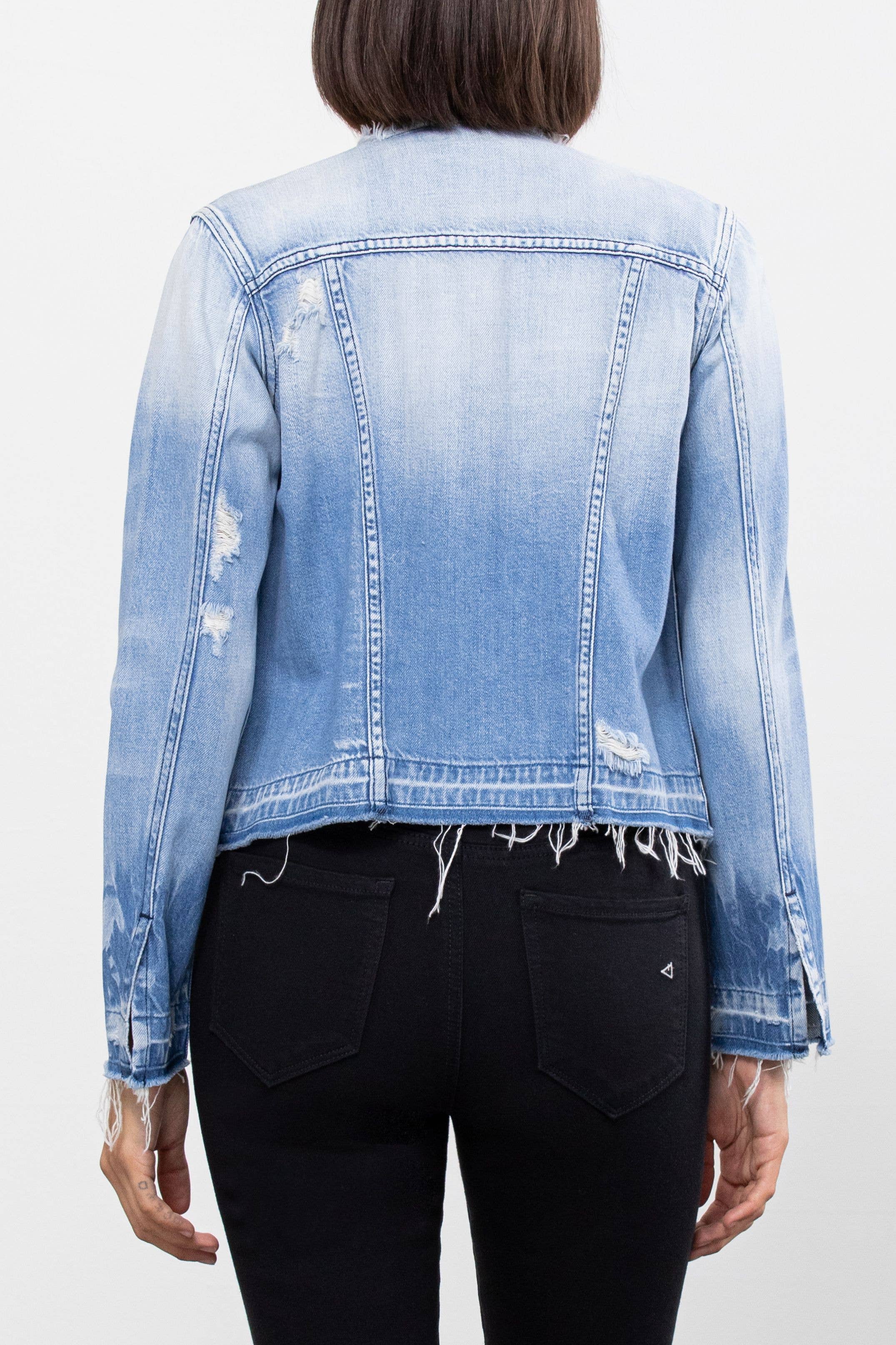 Light Wash Collarless Jacket