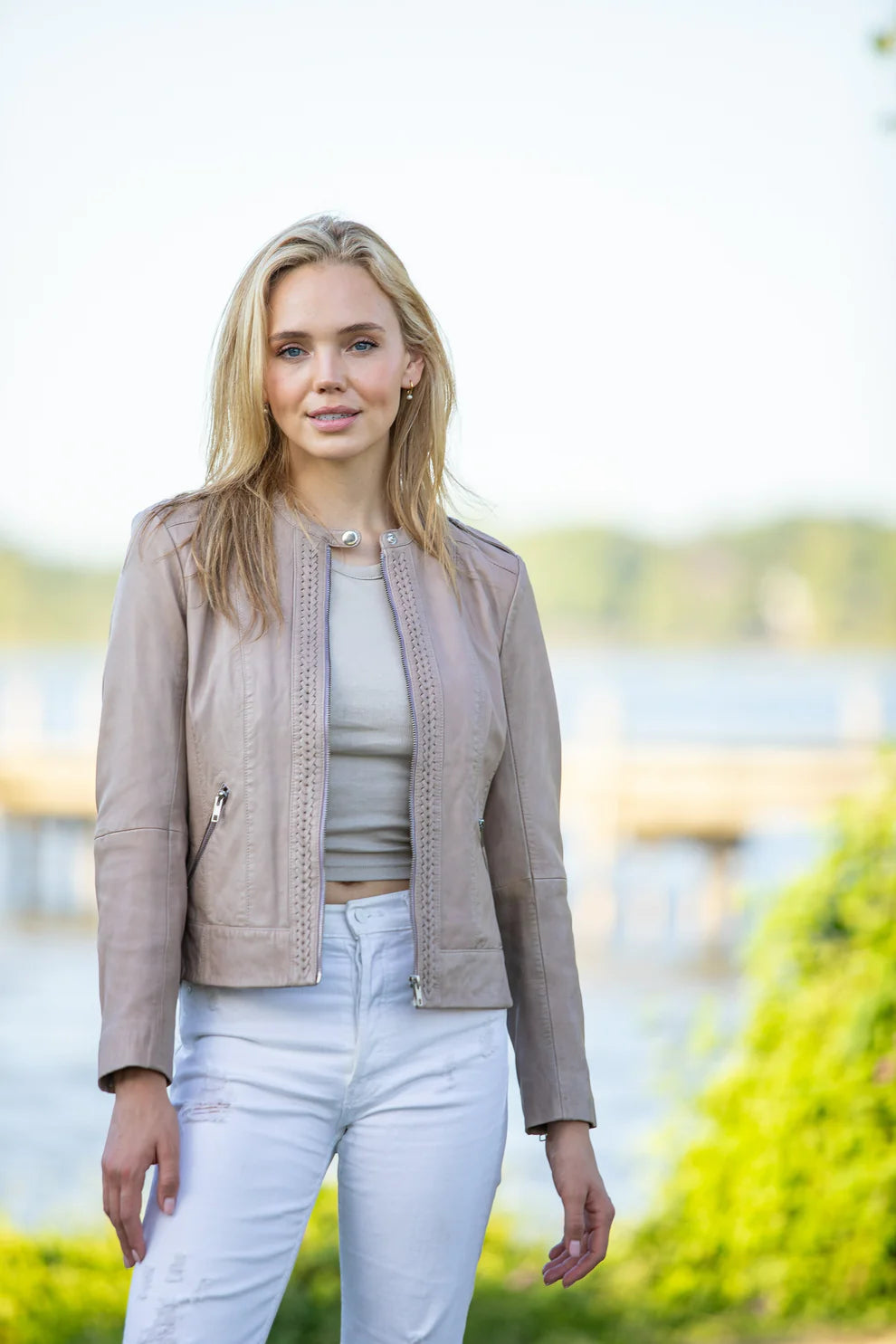 The Braided Detail Leather Jacket