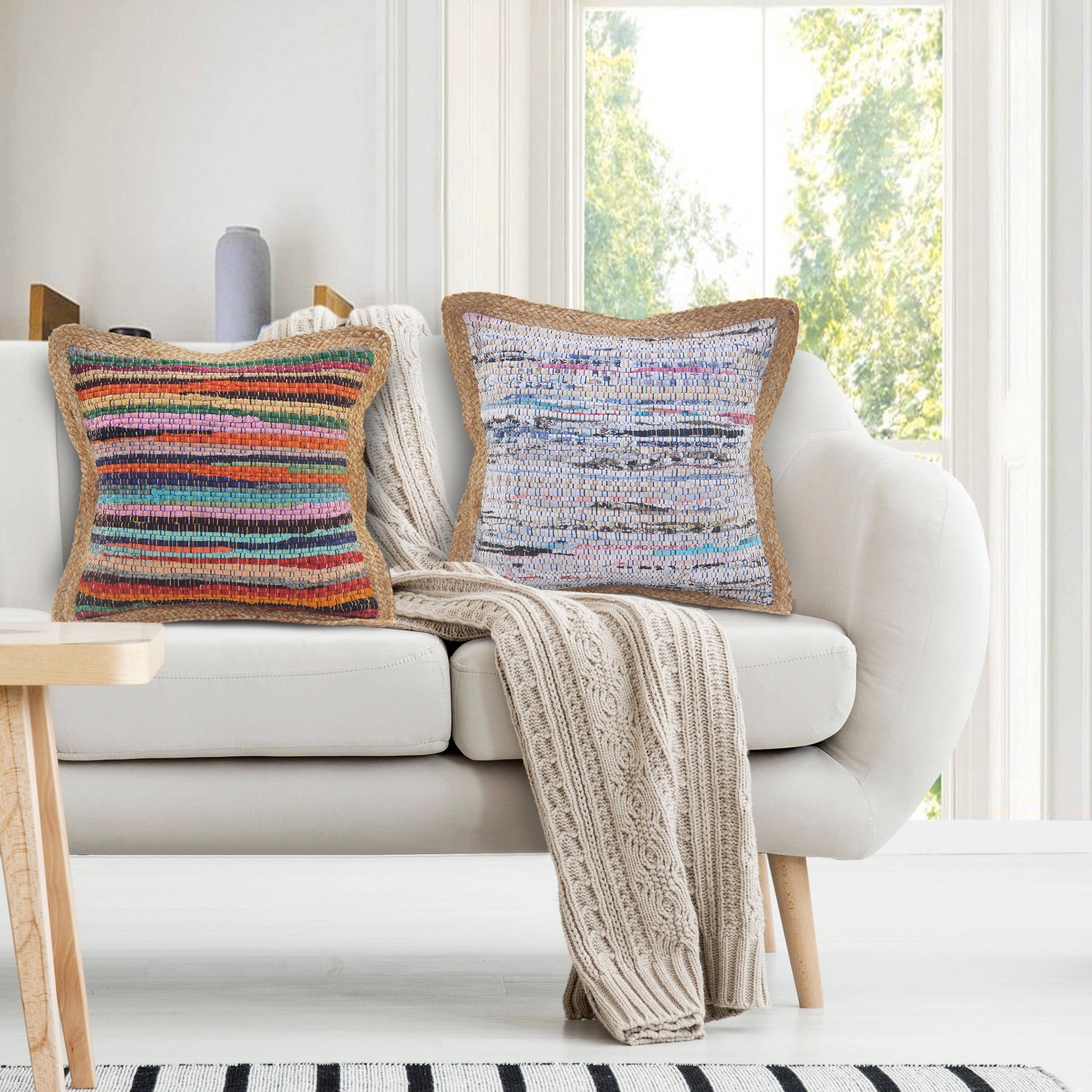 Jute Bordered Throw Pillow
