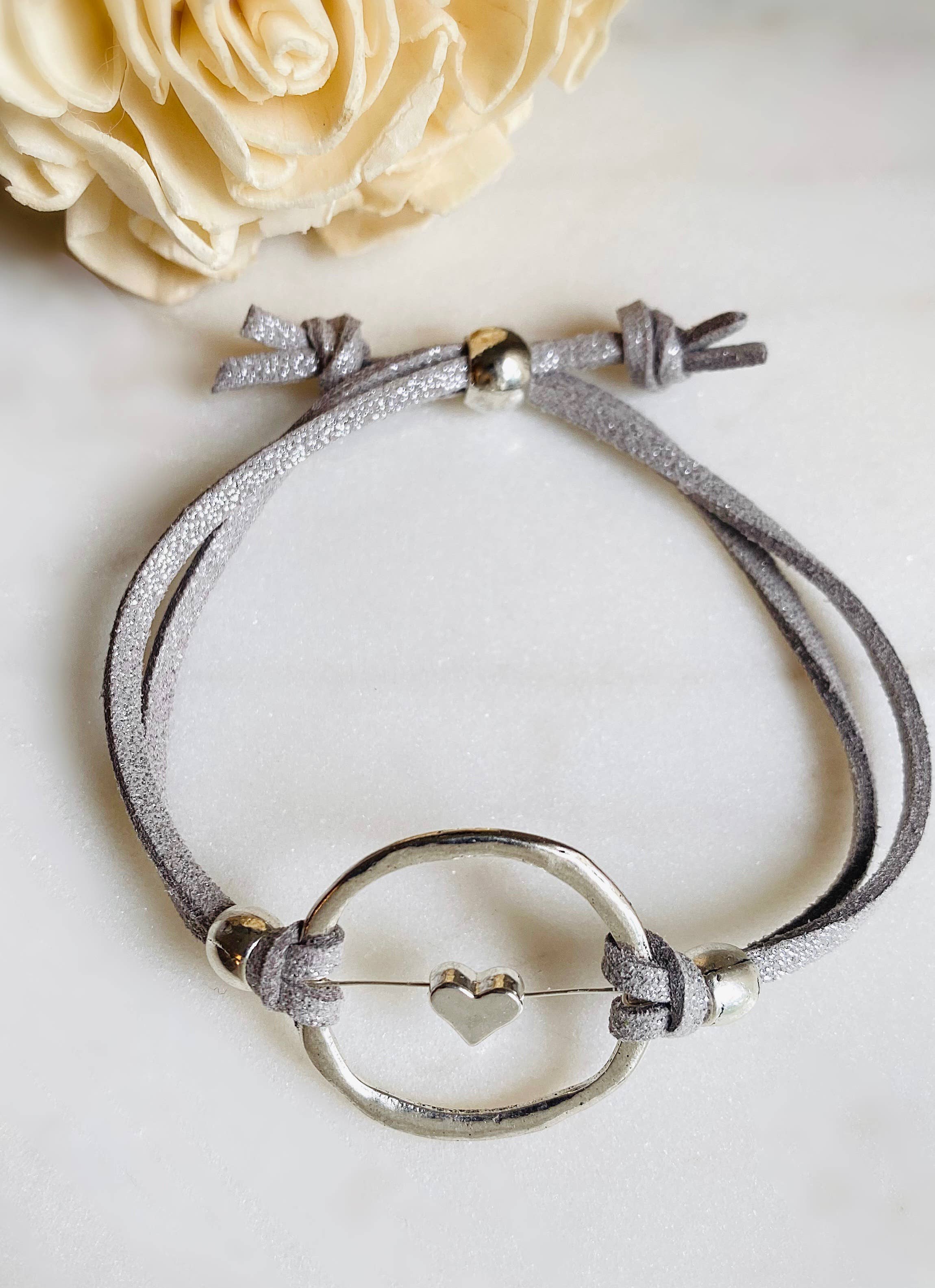Heart & Circle Silver Bracelet