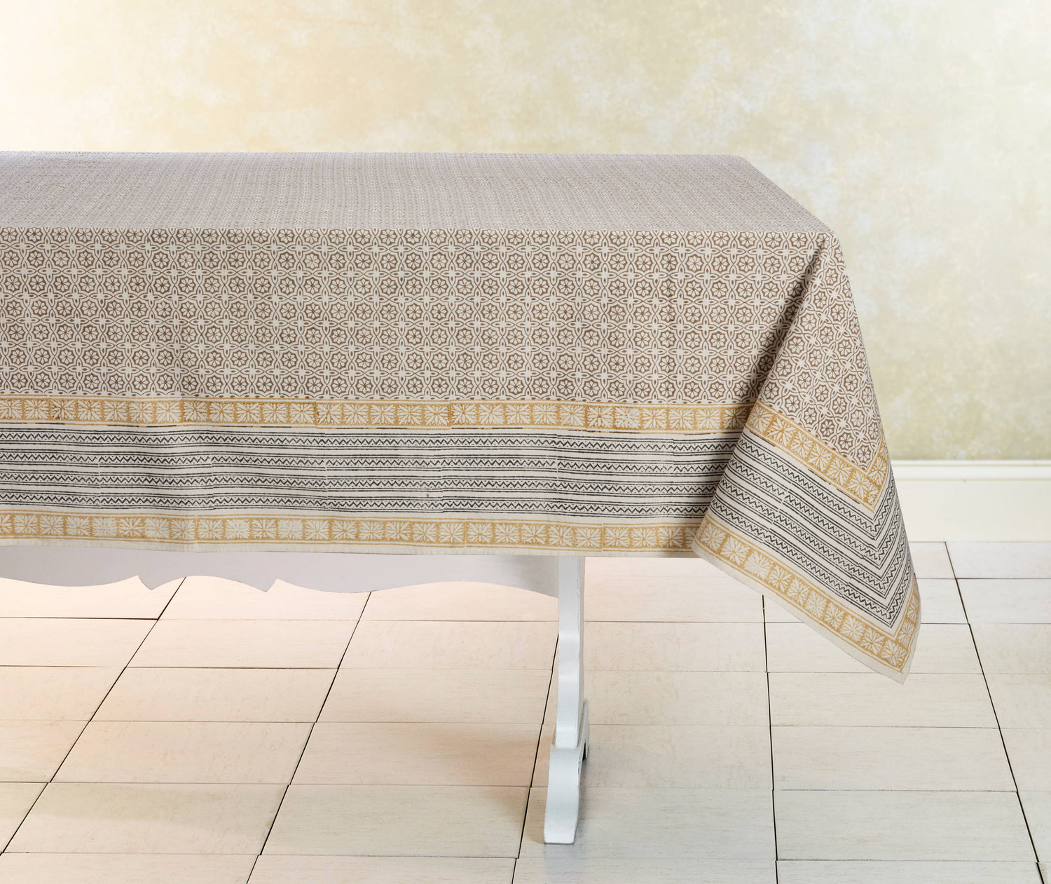 Delight Vista Tablecloth, Hand Block Printed Cotton