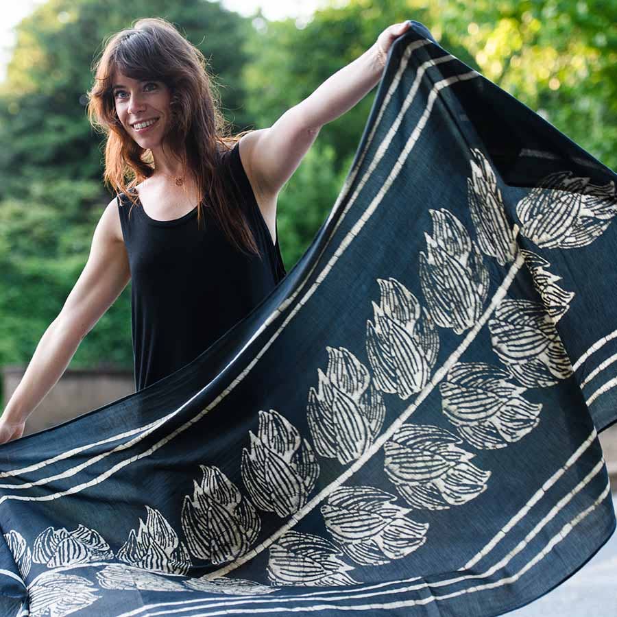 Artisan handmade cotton blockprint women scarf/wrap - Jungle