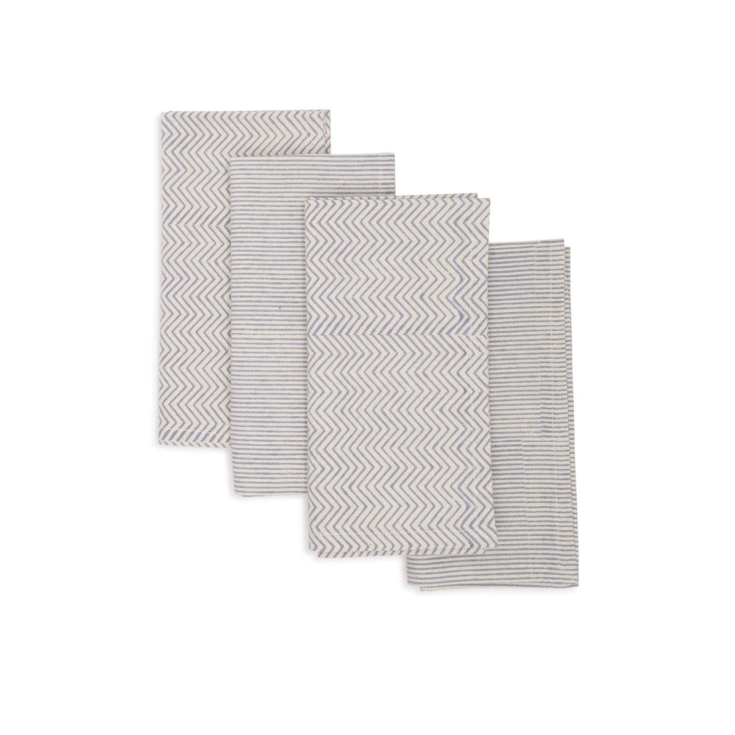 Aspen Blue Placemat (Set of 4), Hand Block Printed Cotton