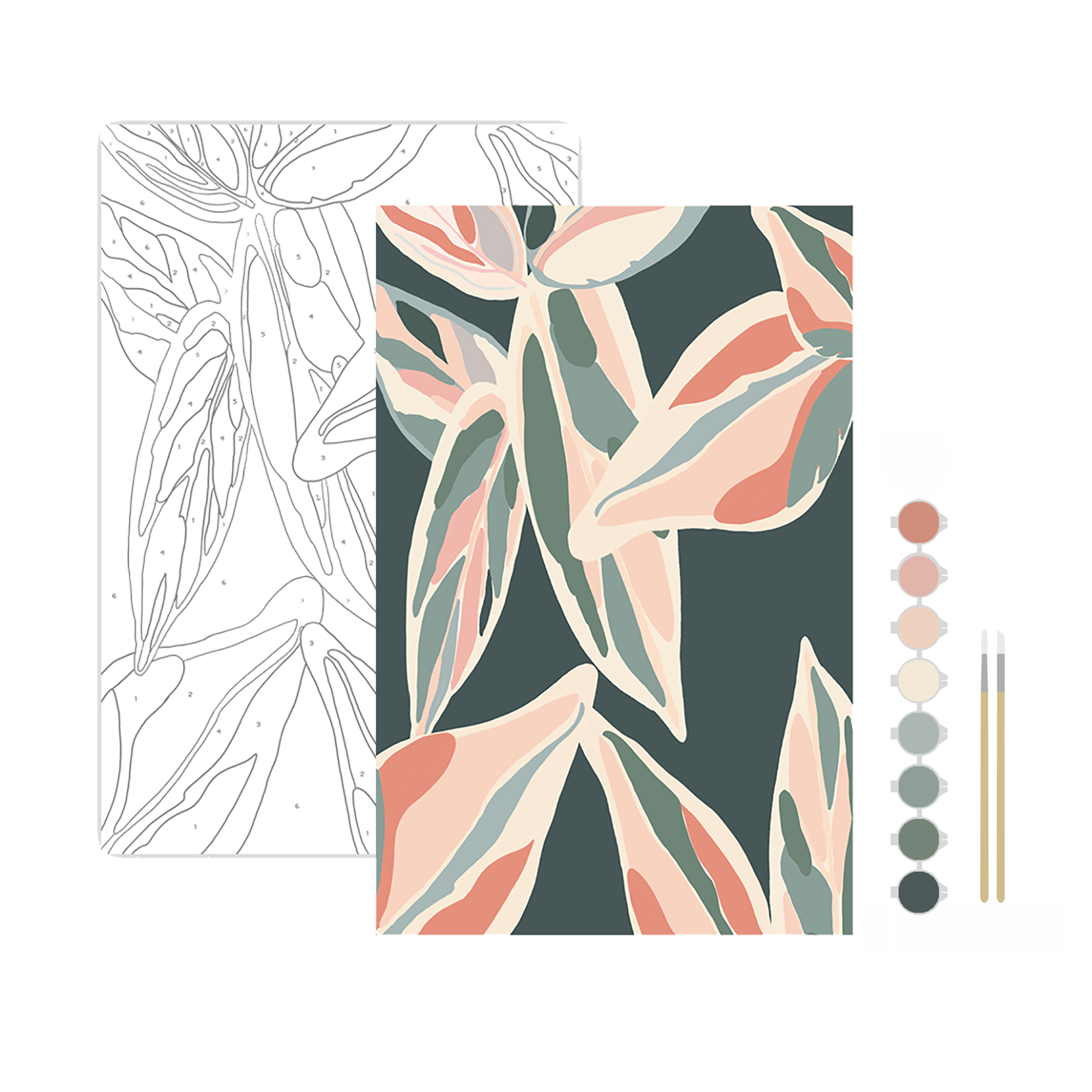 Tropical Leaves Meditative Art Paint by Number Kit
