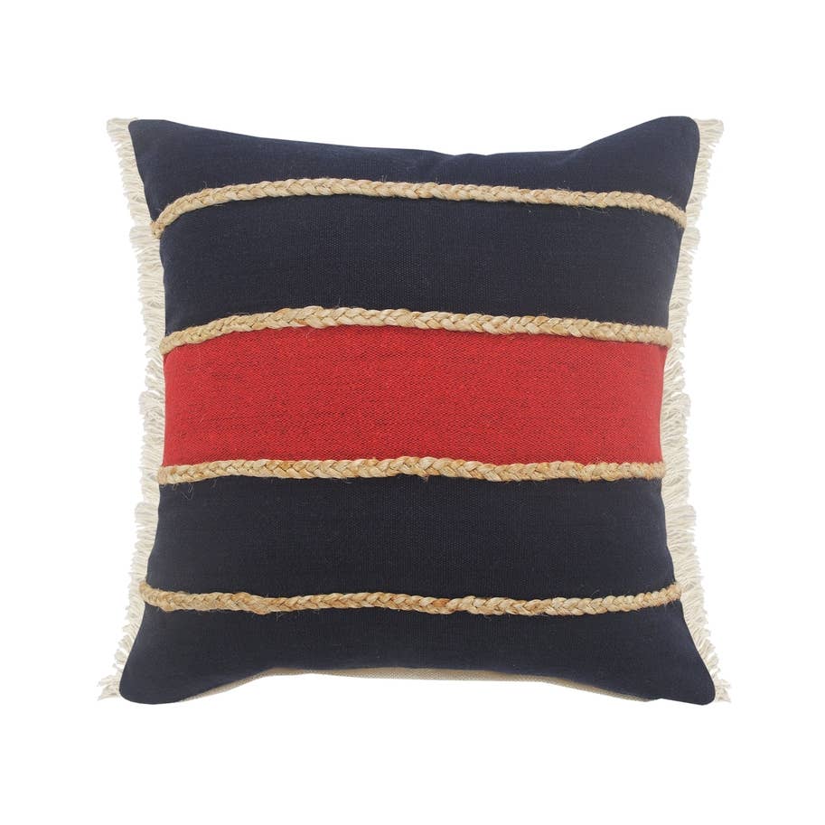 Americana Striped Throw Pillow with Jute Braiding