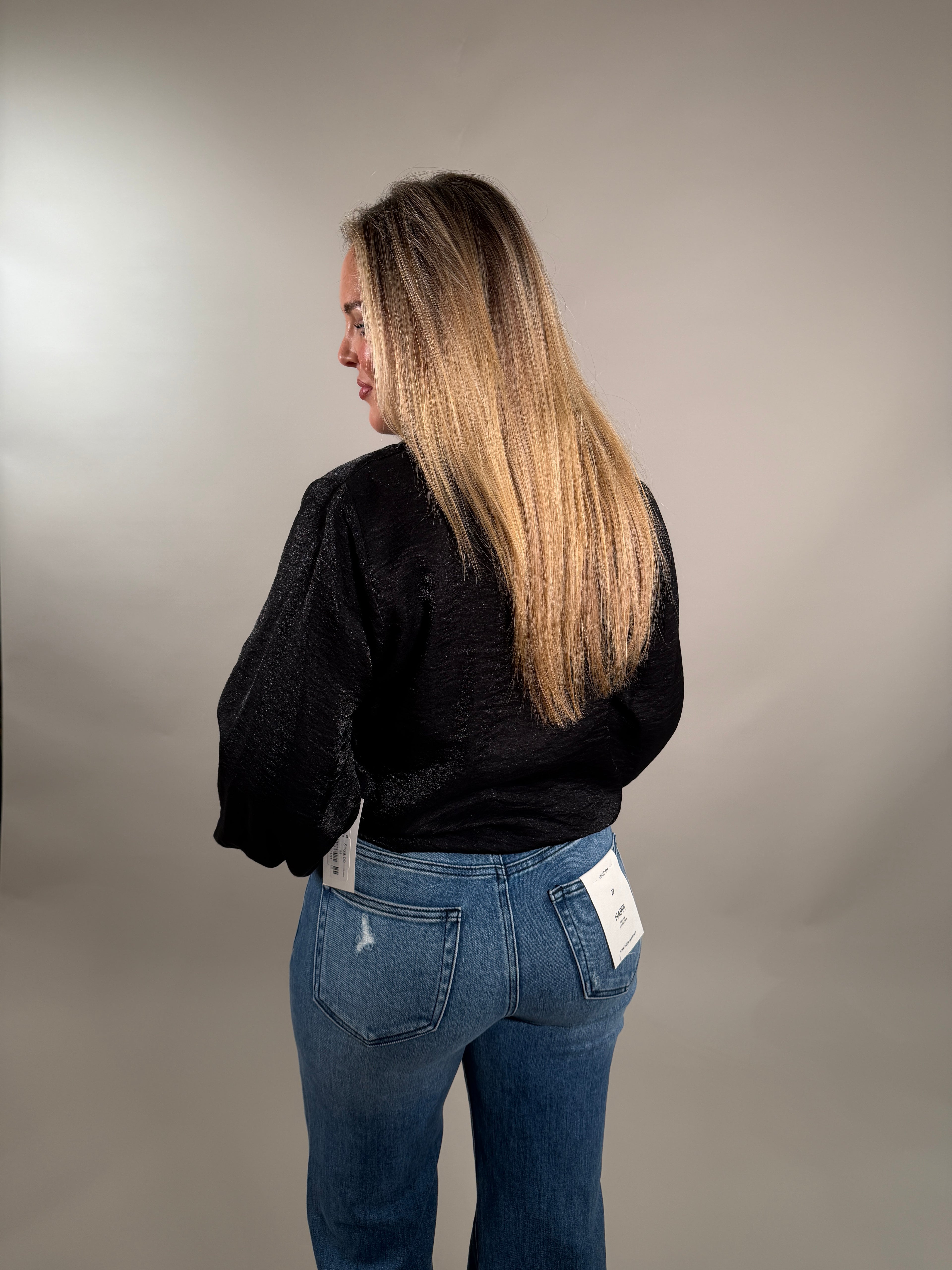 Black Scarlet Tie Front Top