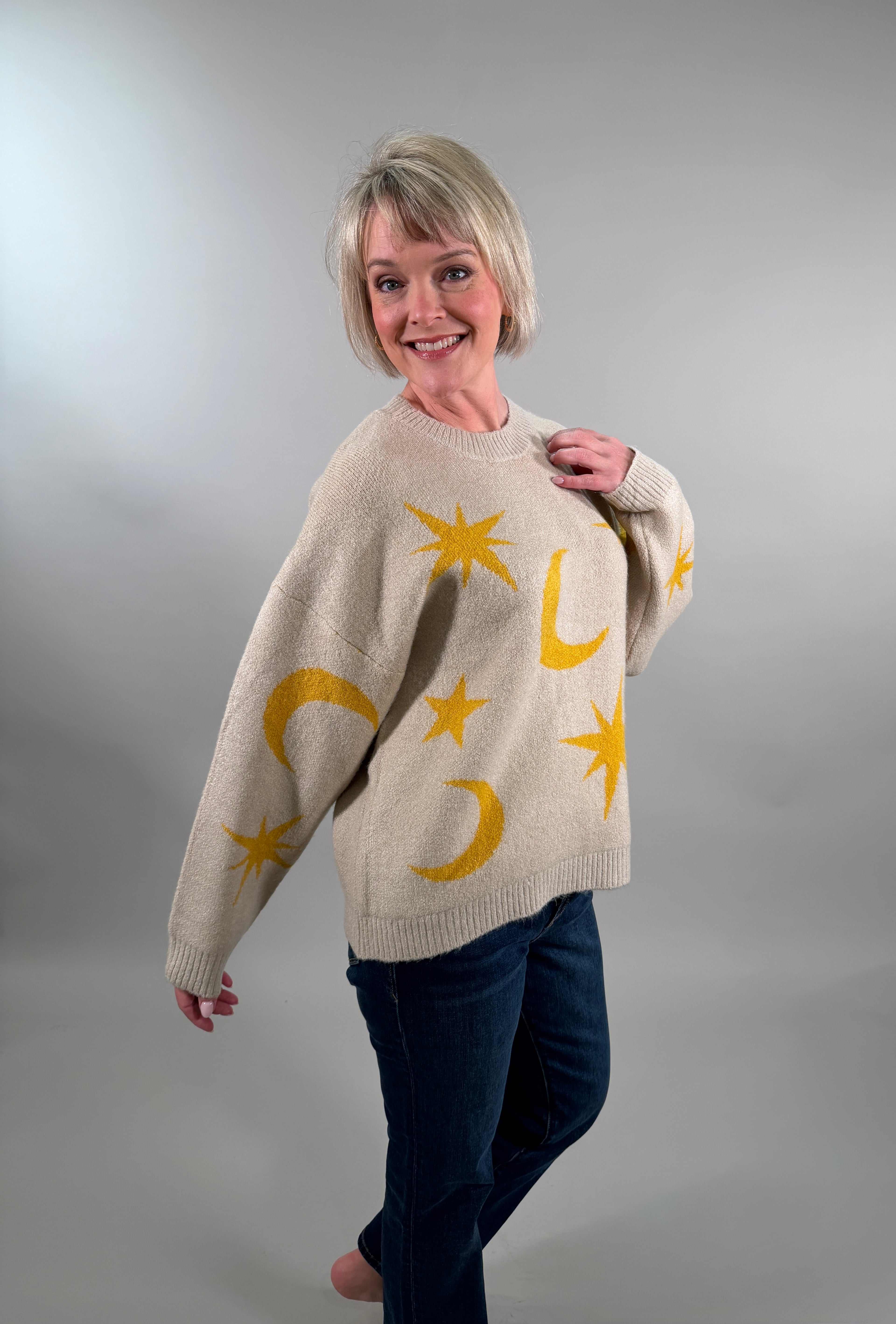 Oversized Constellation Cream Sweater