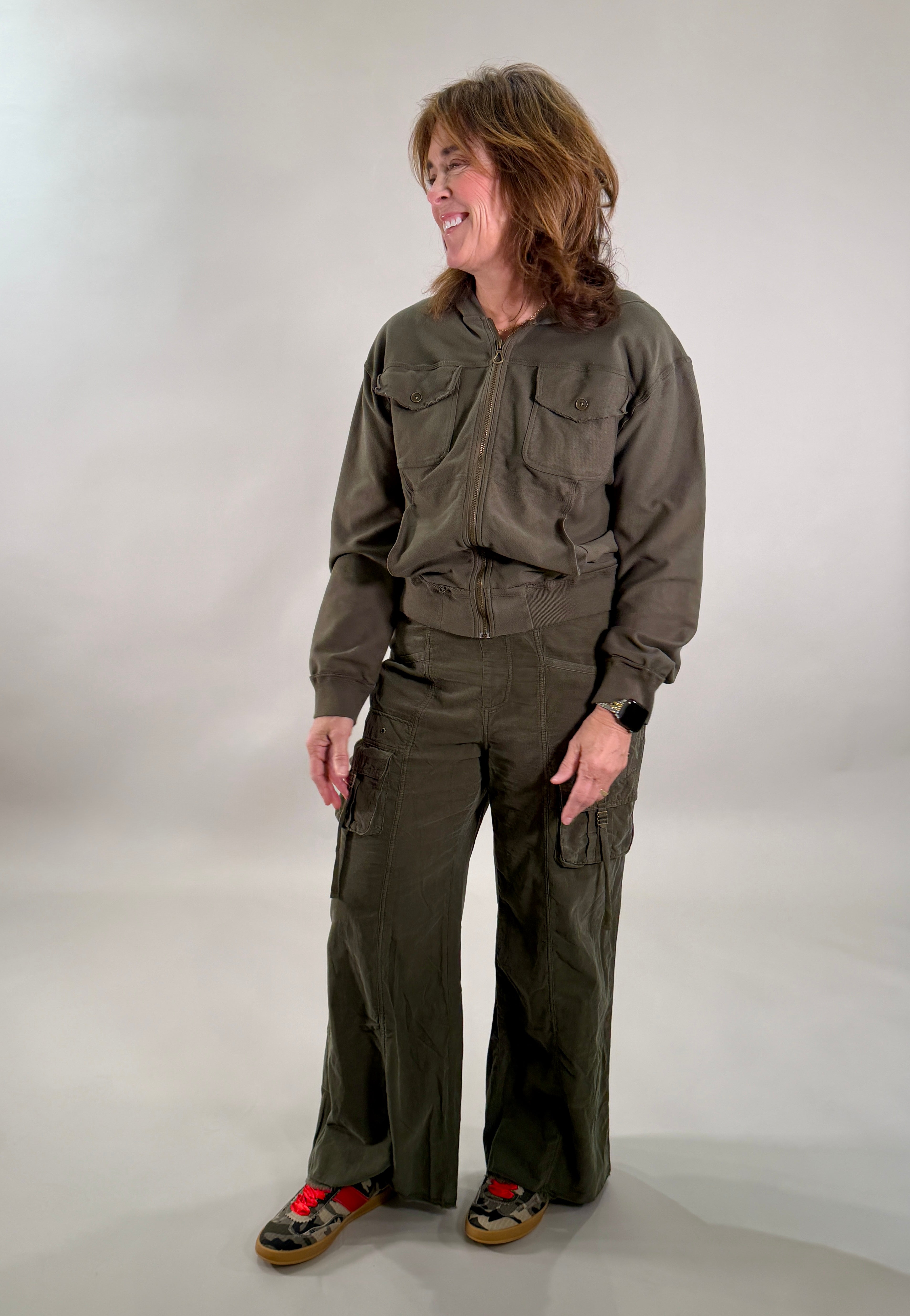 Twill Knit Hooded Bomber Jacket