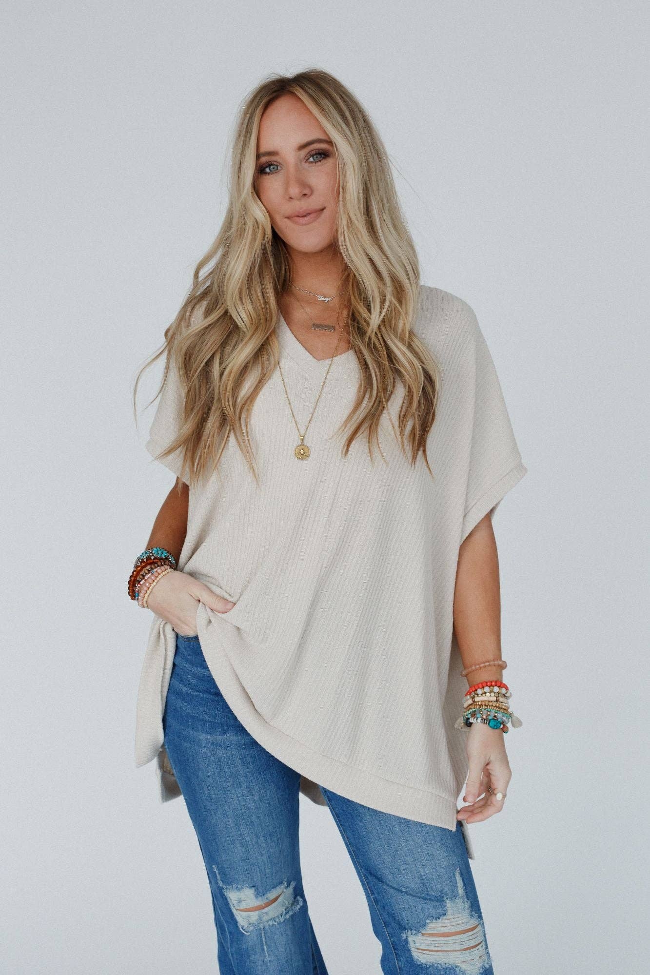 Oversized Ribbed Knit Top