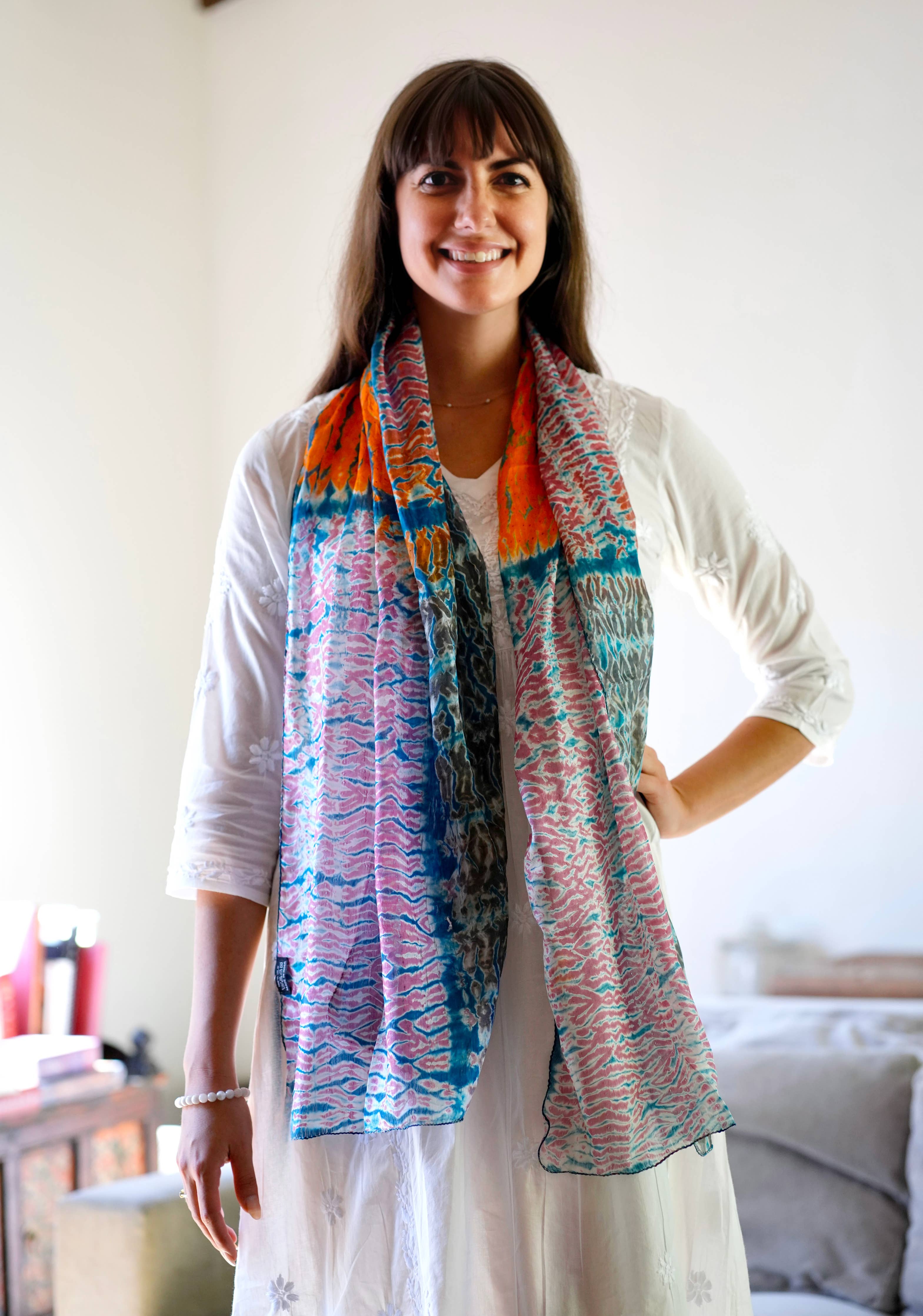 Yuna Shibori Silk Scarf