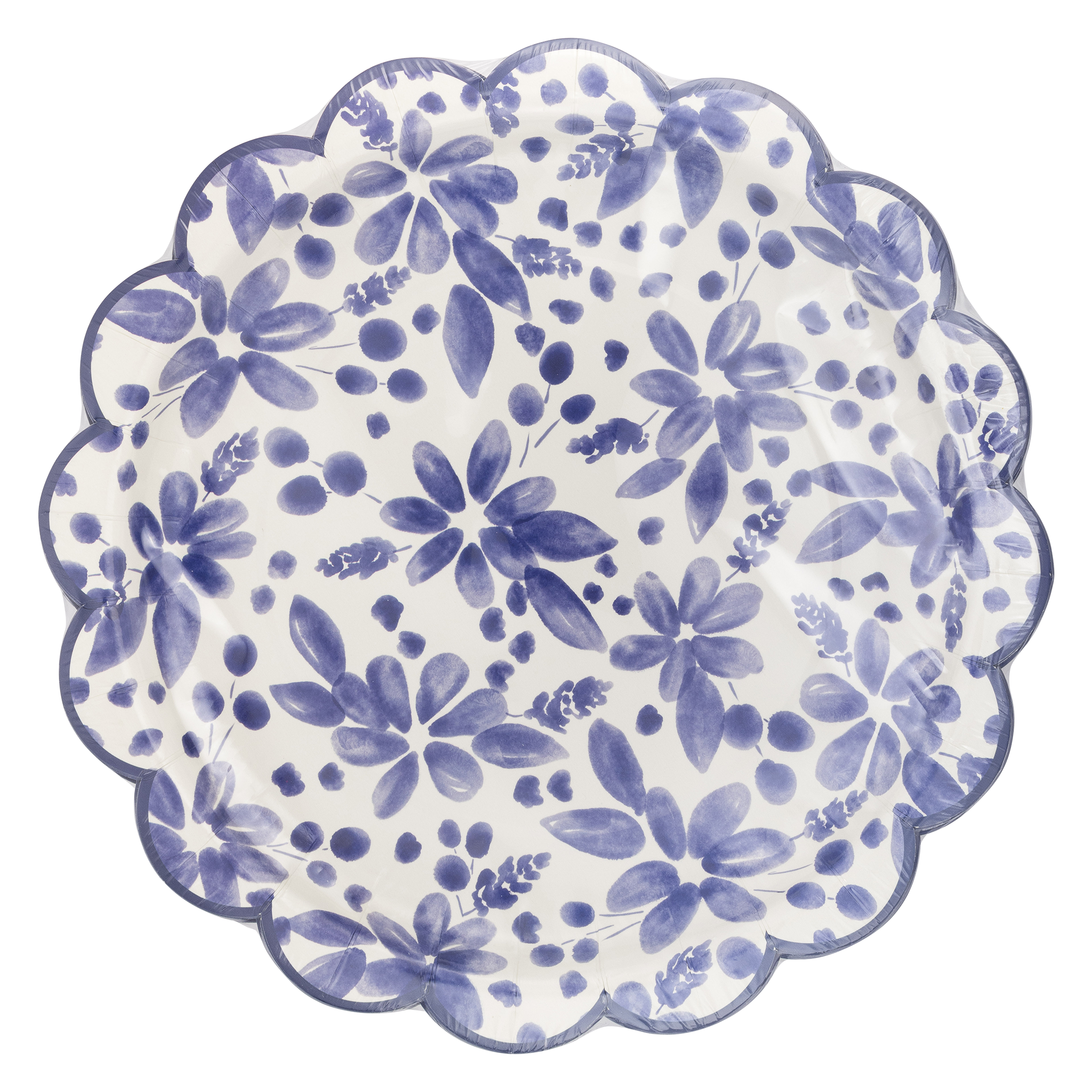 Blue Floral Paper Plate