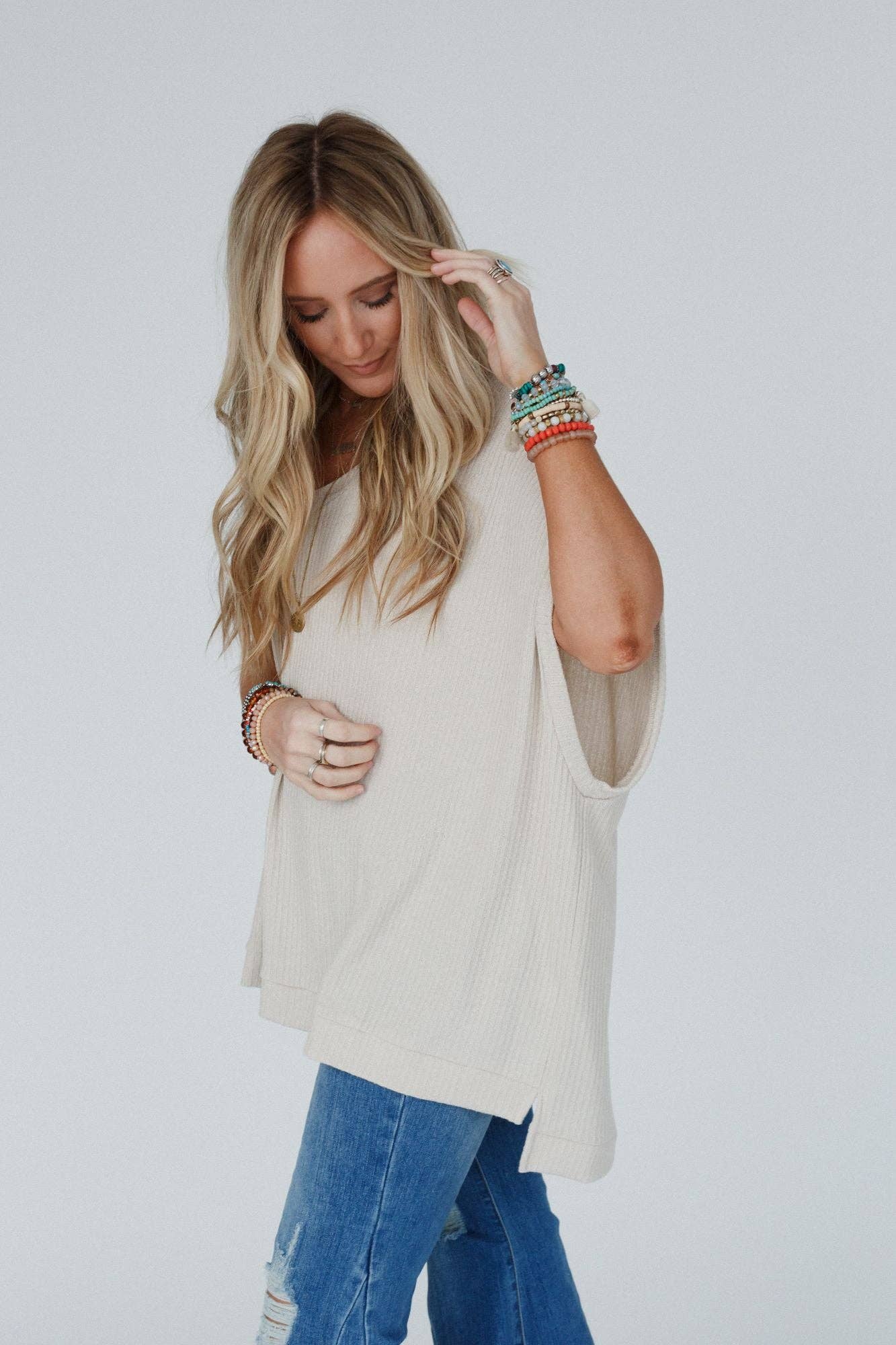 Oversized Ribbed Knit Top