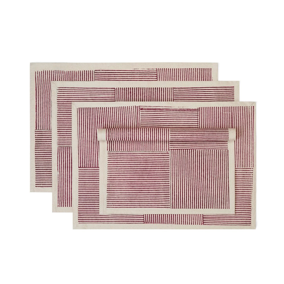 Garnet Forest Napkin (Set of 4), Hand Block Printed Cotton