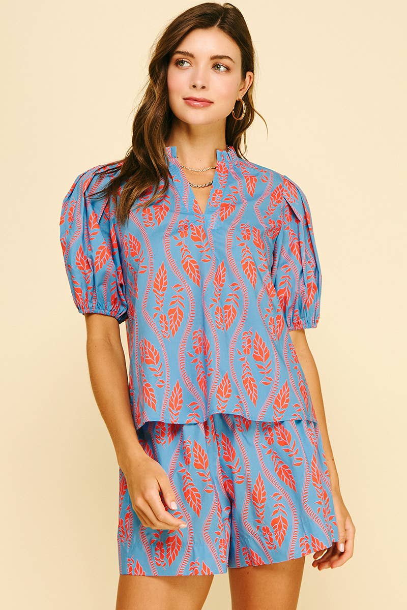 Botanical Print Blouse Top