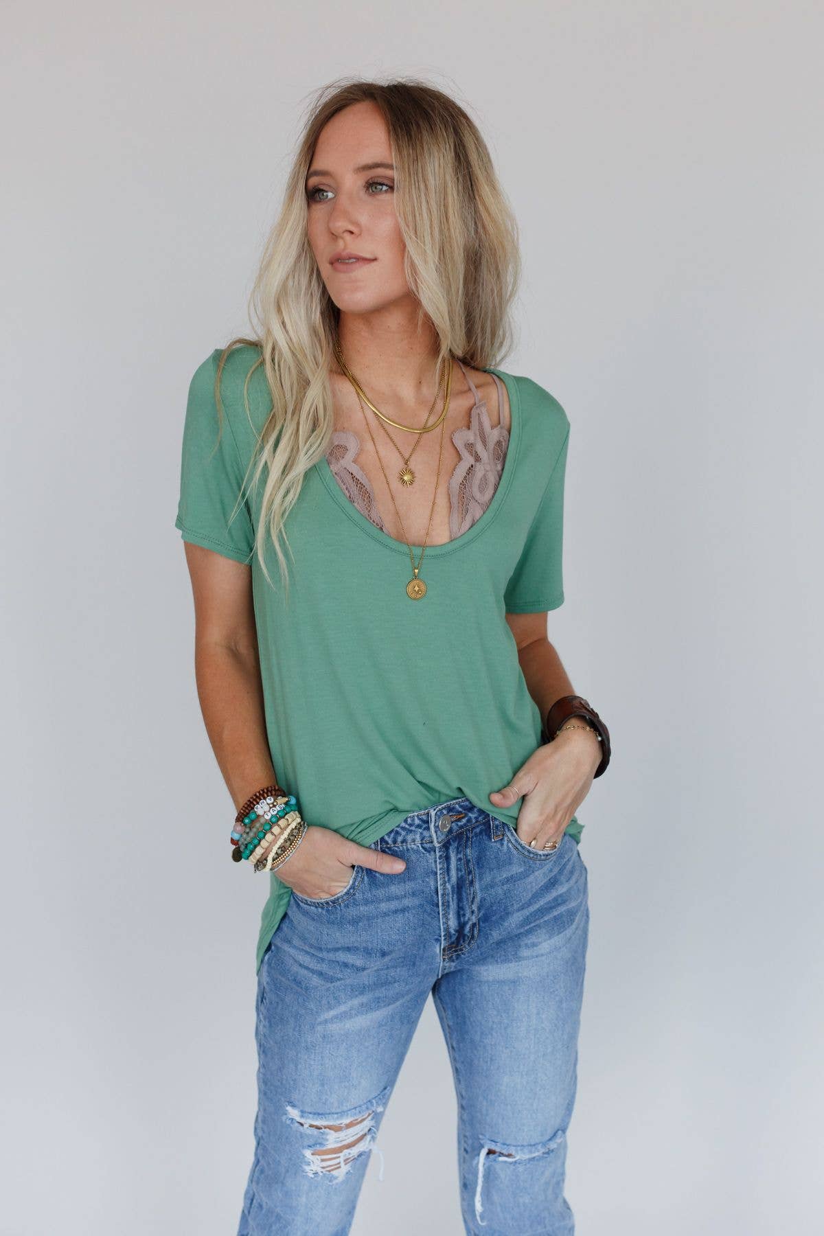 Scoop Neck Bralette Tee