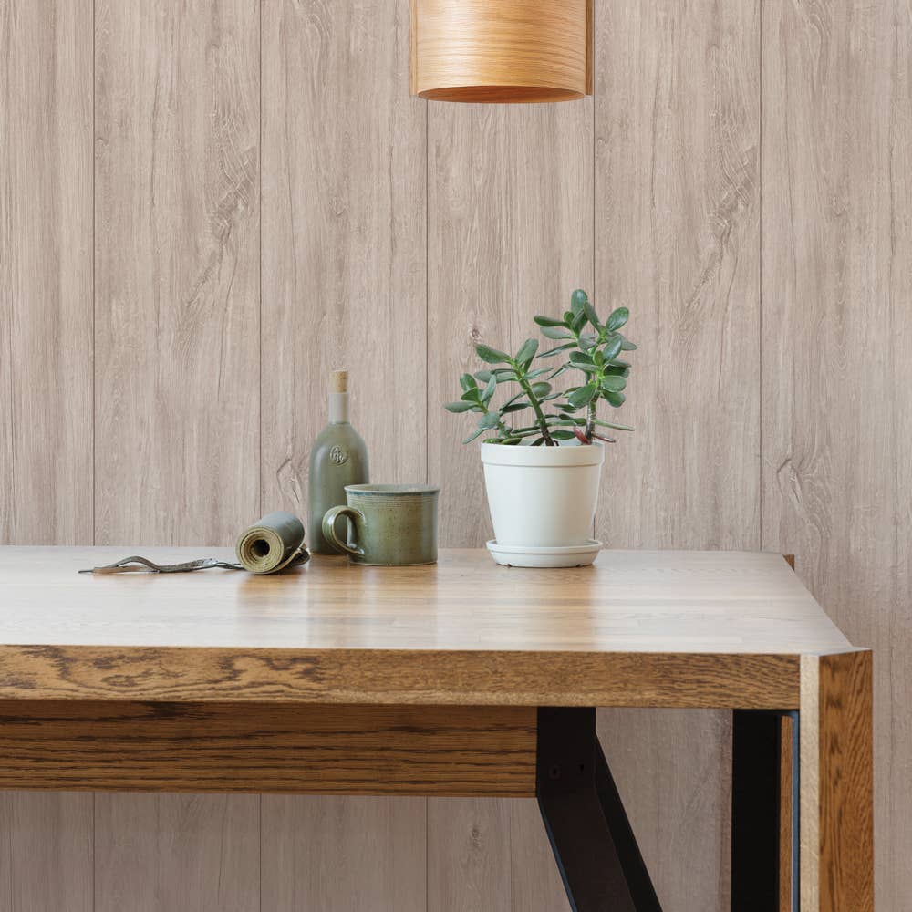 Wide Plank White Peel and Stick Wallpaper, 28 sq. ft.