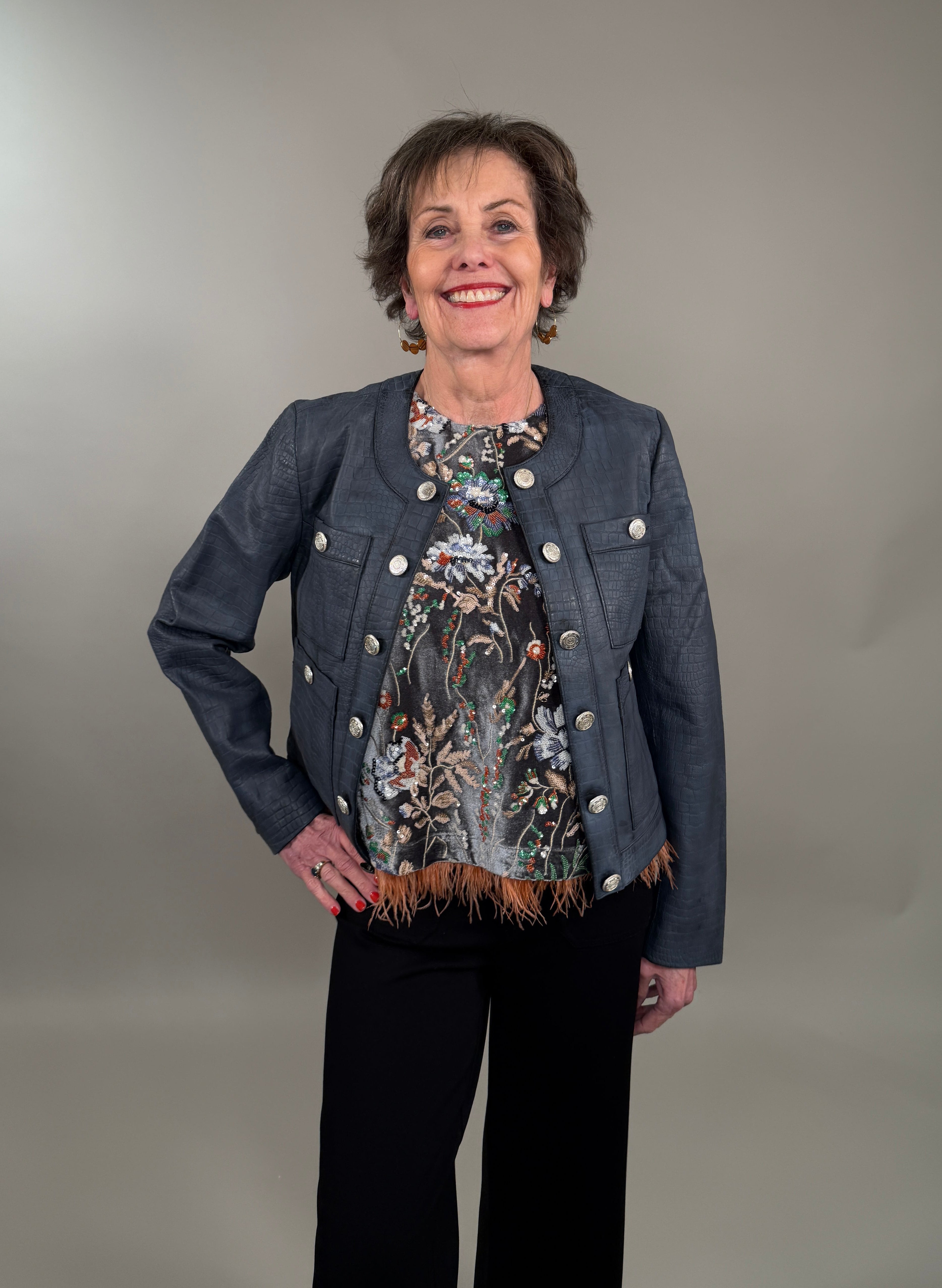 The Embroidered Velvet & Feather Tank