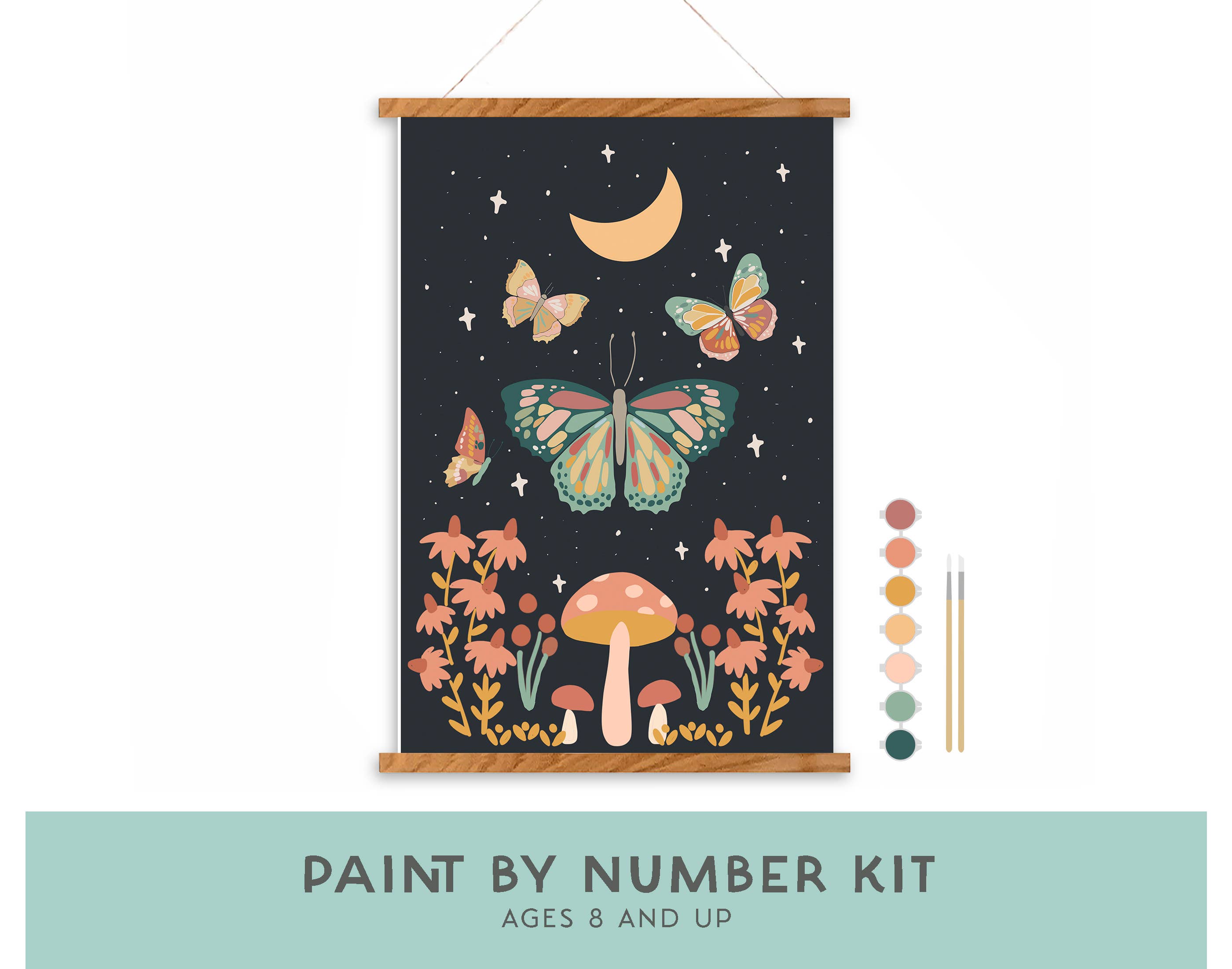 Night Butterfly Garden Paint-by-Number Kit for Kids
