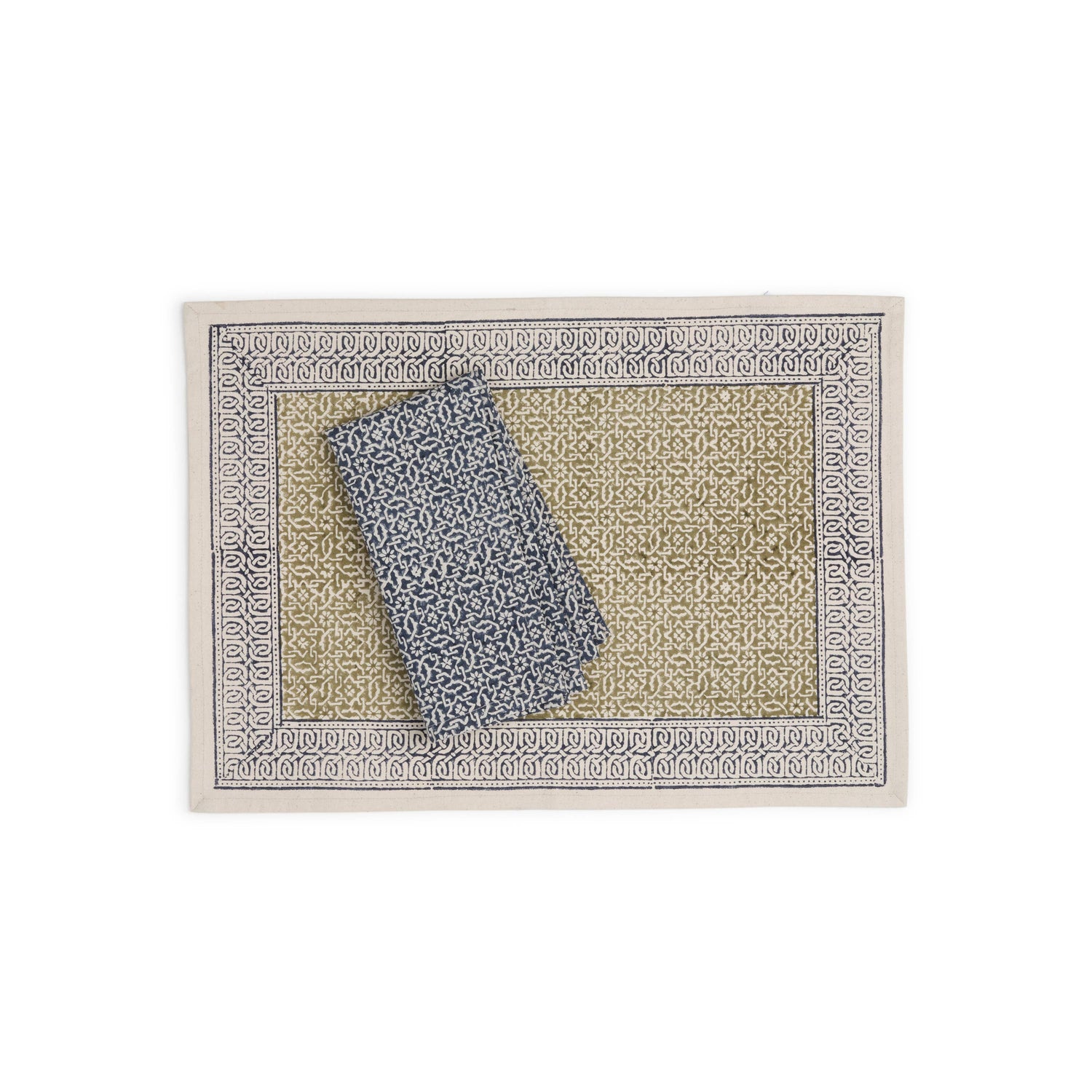 Fragrant Meadow Placemat (Set of 4), Hand Block Printed