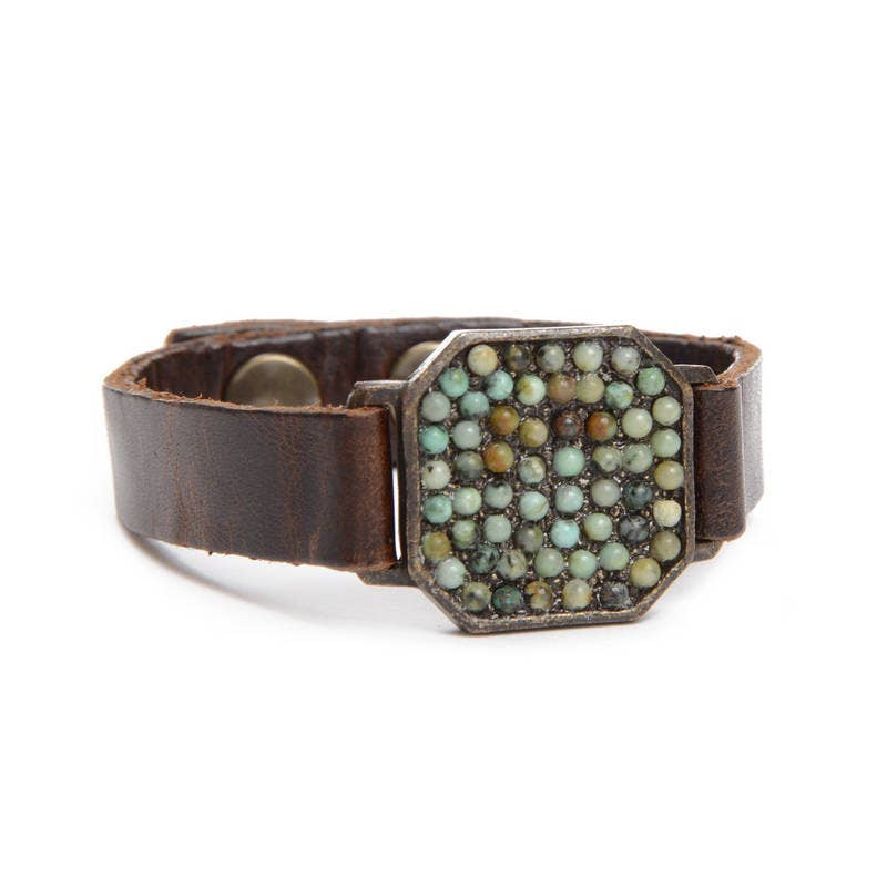 Small Octagon Leather Bracelet