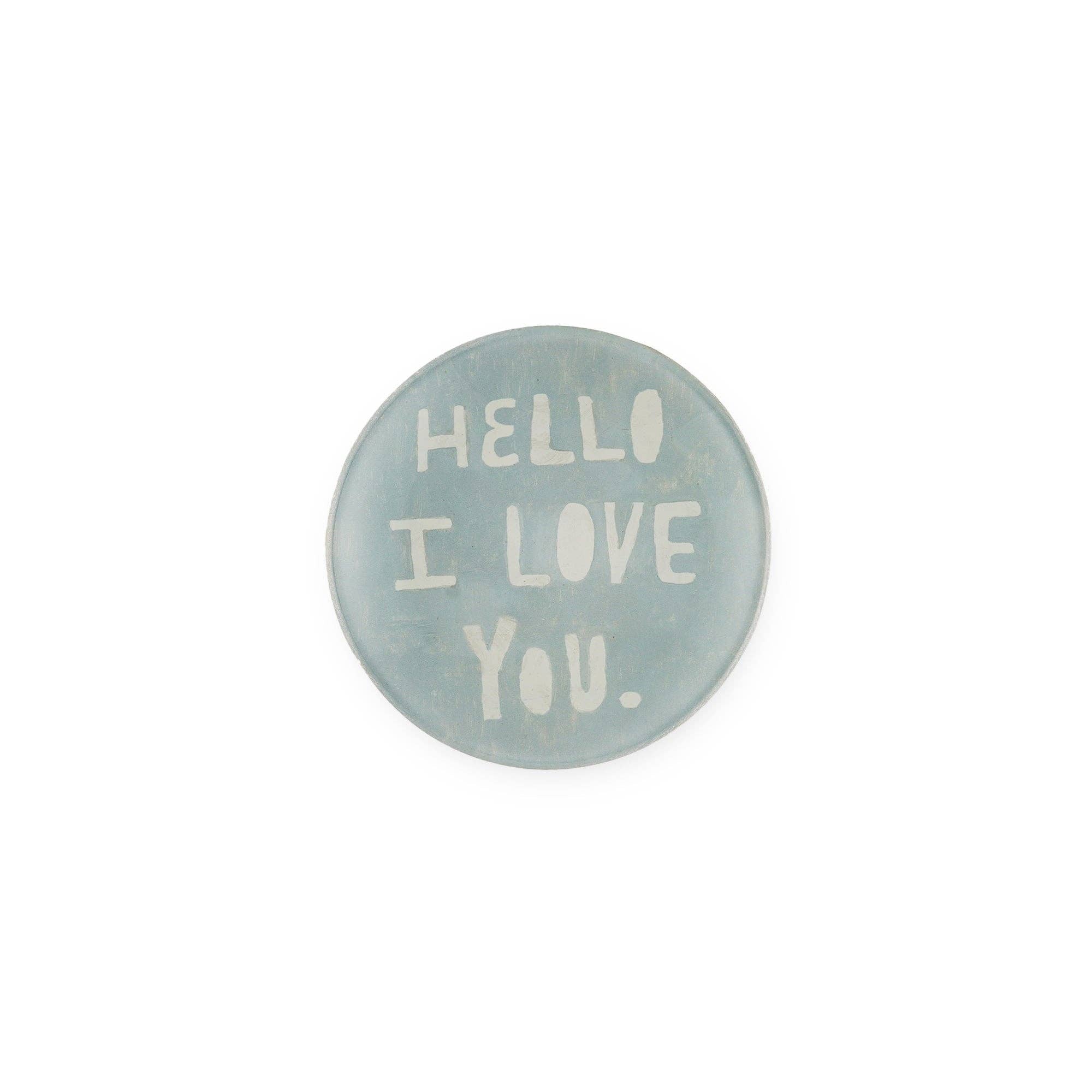 Hello I Love You Mini Round Decoupage Plate - 4"