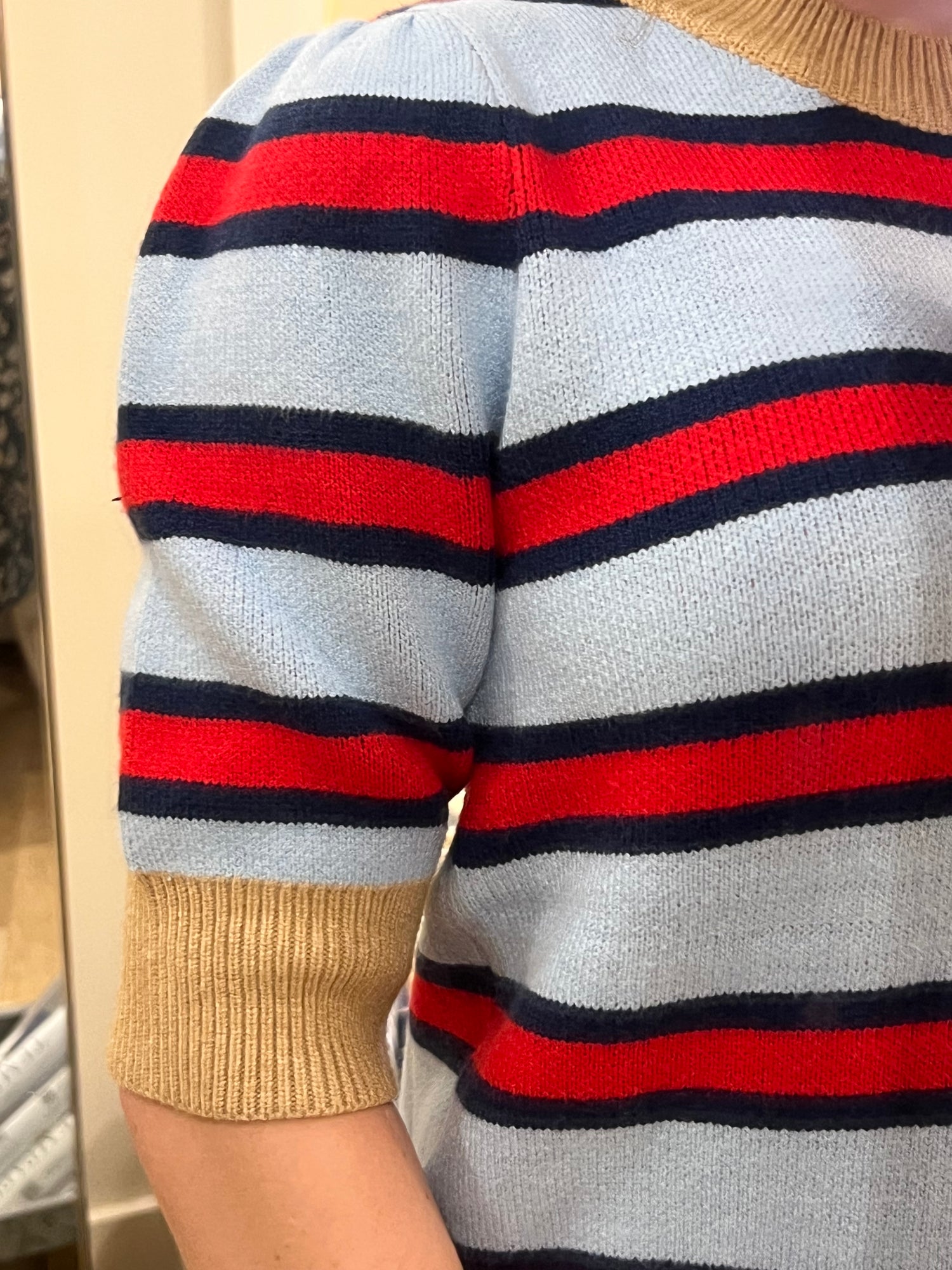 Short Sleeve Striped Knit Top