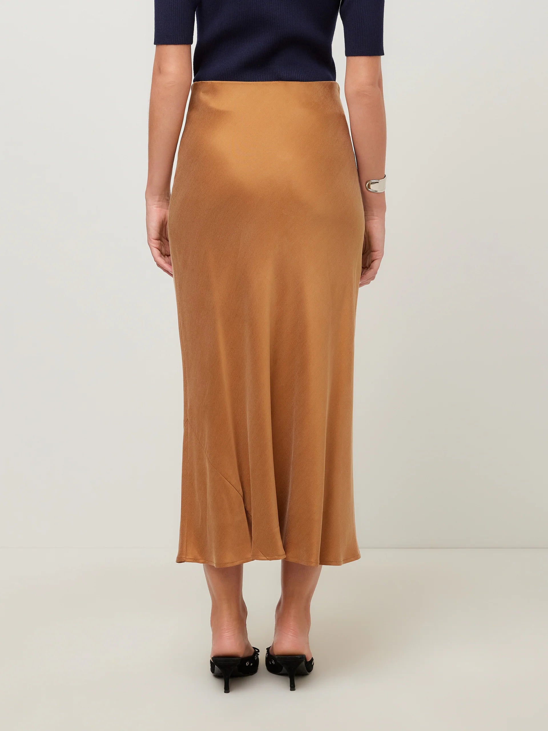 Satin Camel Slip Skirt