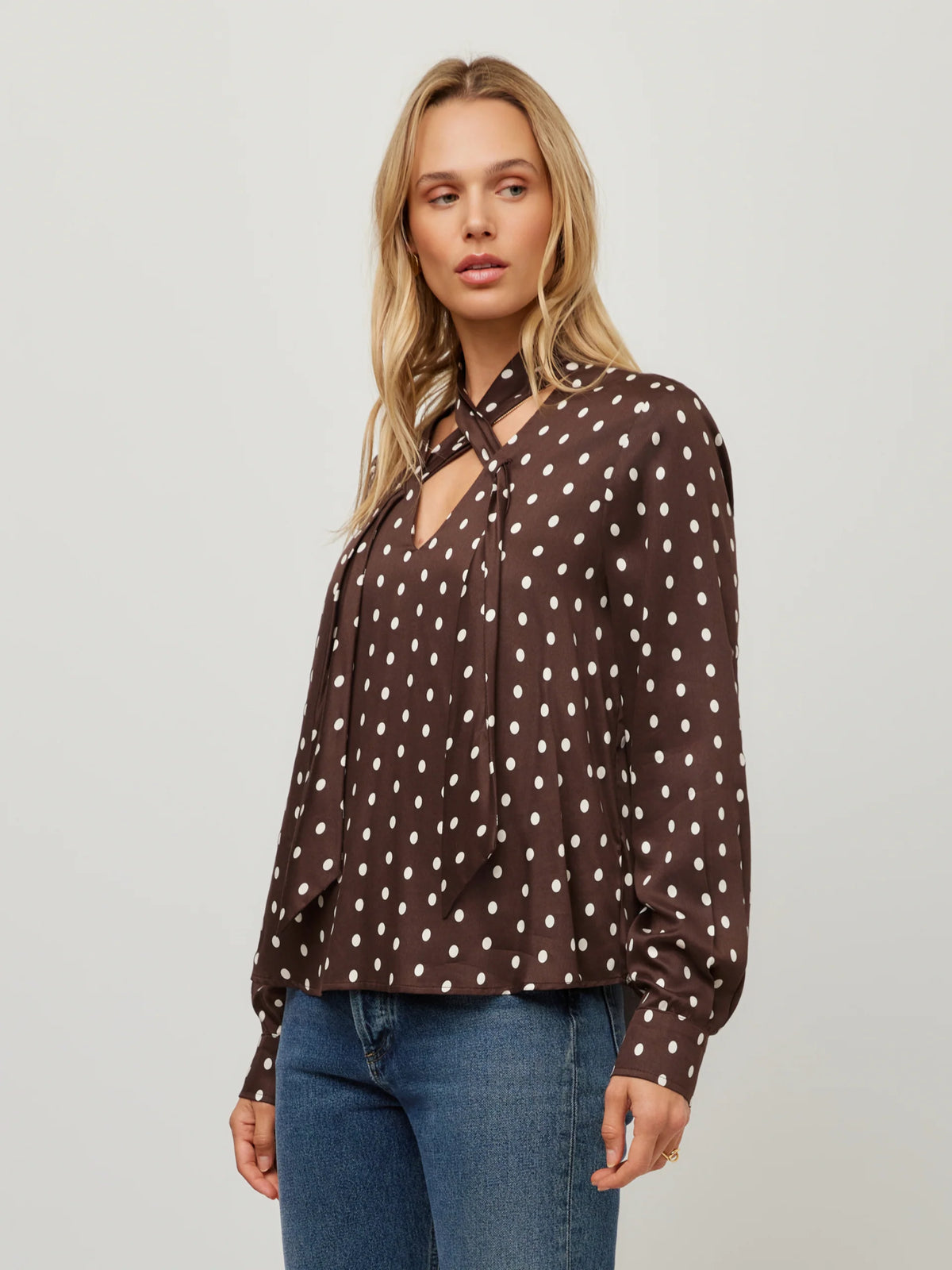 Polka-Dot Cross Neck Top
