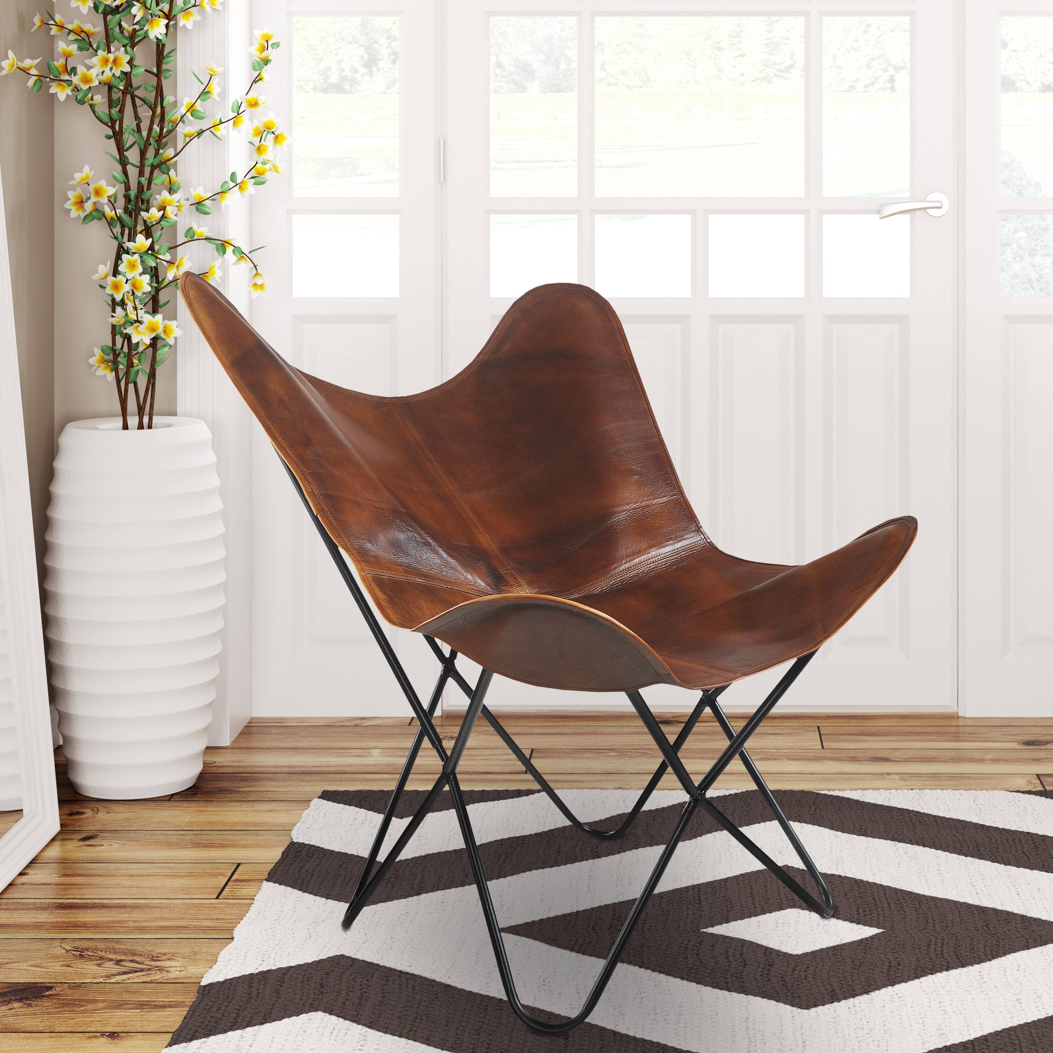 Brown Upholstery Leather Accent Chair