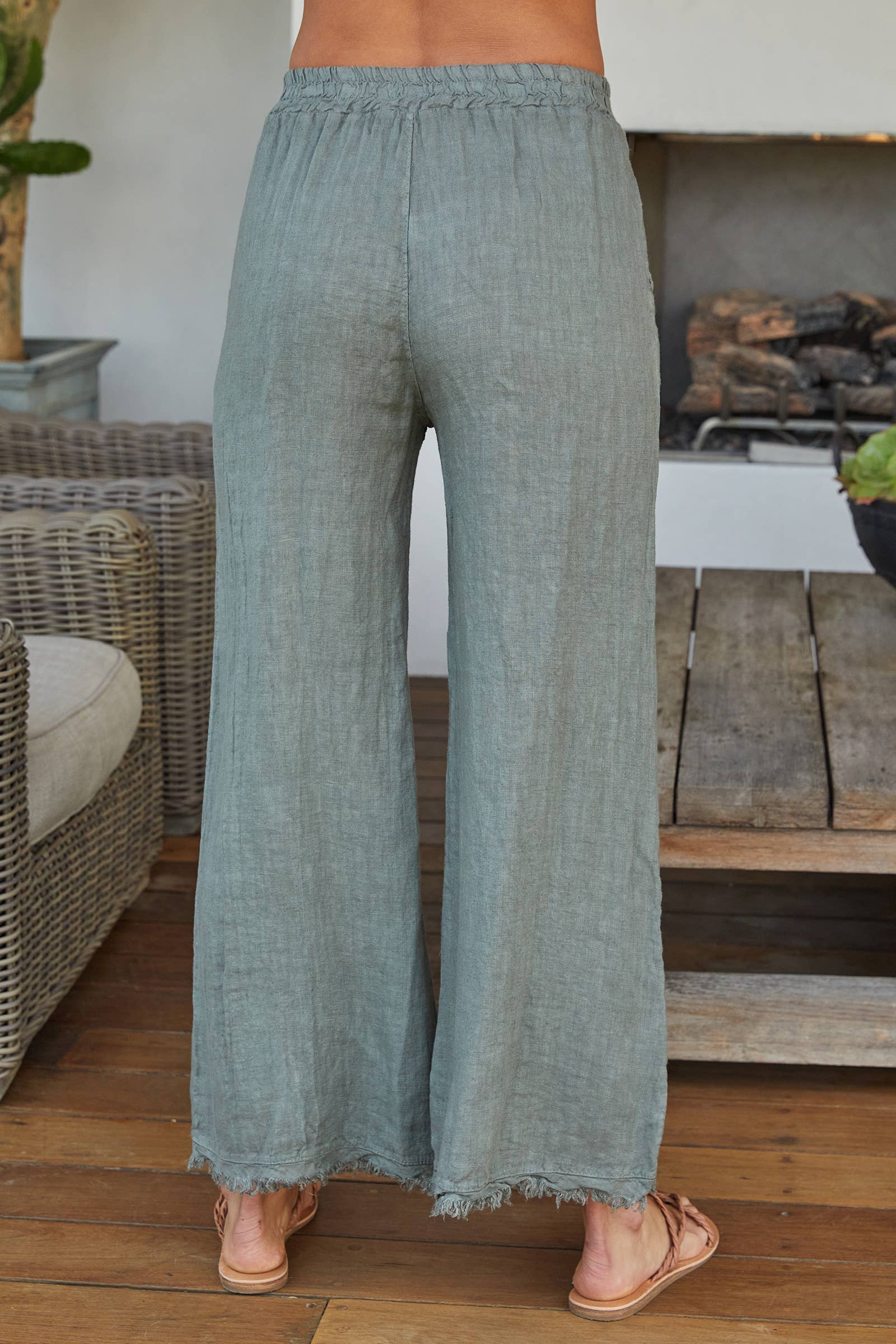 Italian Linen Pants with Raw Hem