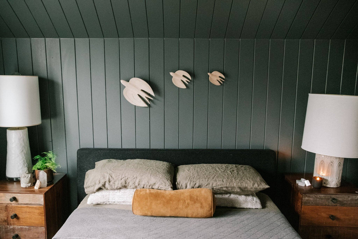 Hand Carved Wooden Birds- Set of 3