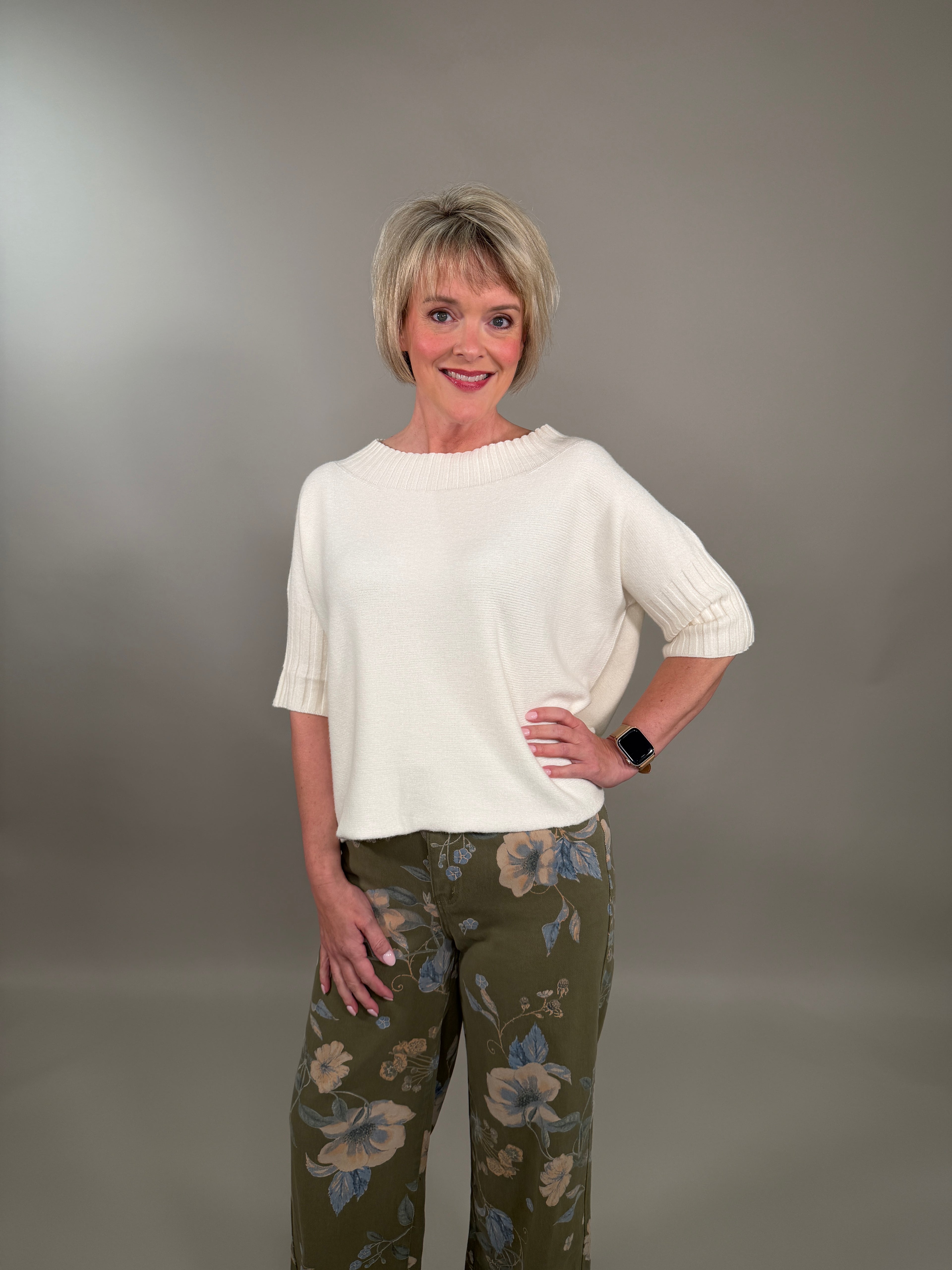 Italian Crew Neck Sweater Knit Top