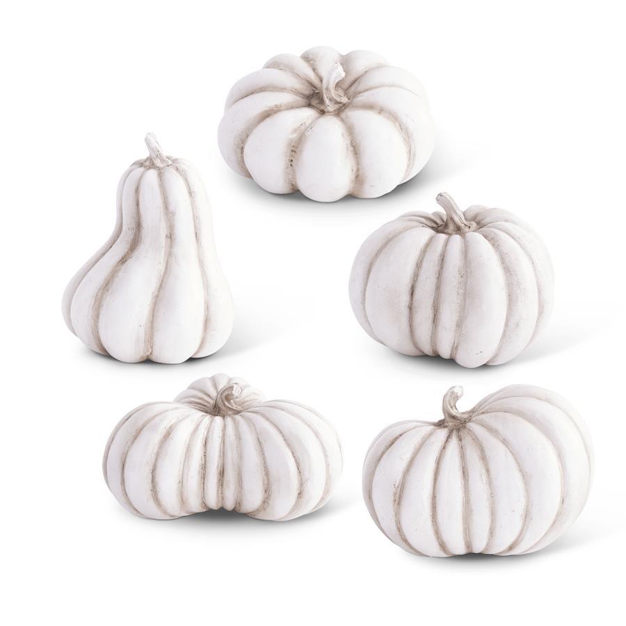 Assorted White Resin Pumpkins