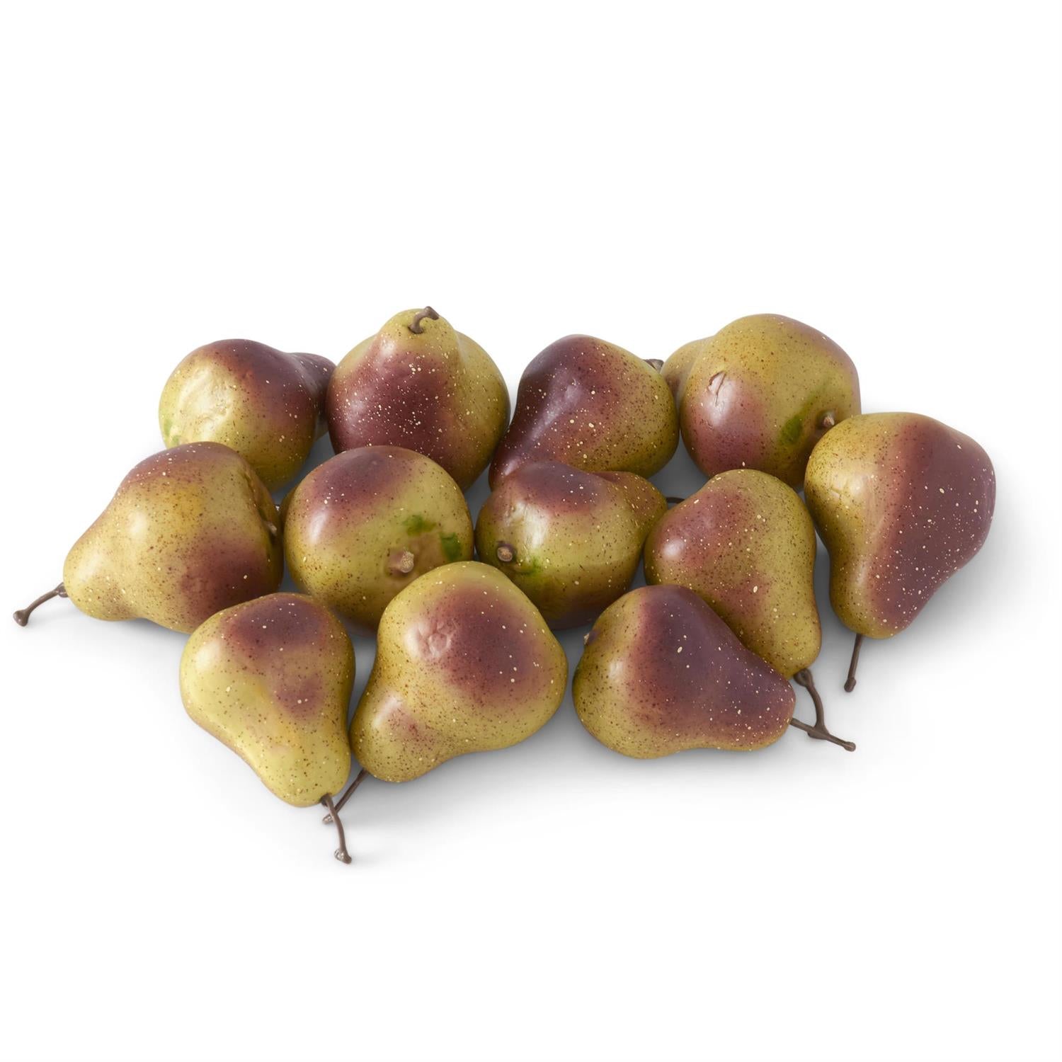 Bag of 12 3.5 Inch Faux Burgundy, Green & Brown Pears