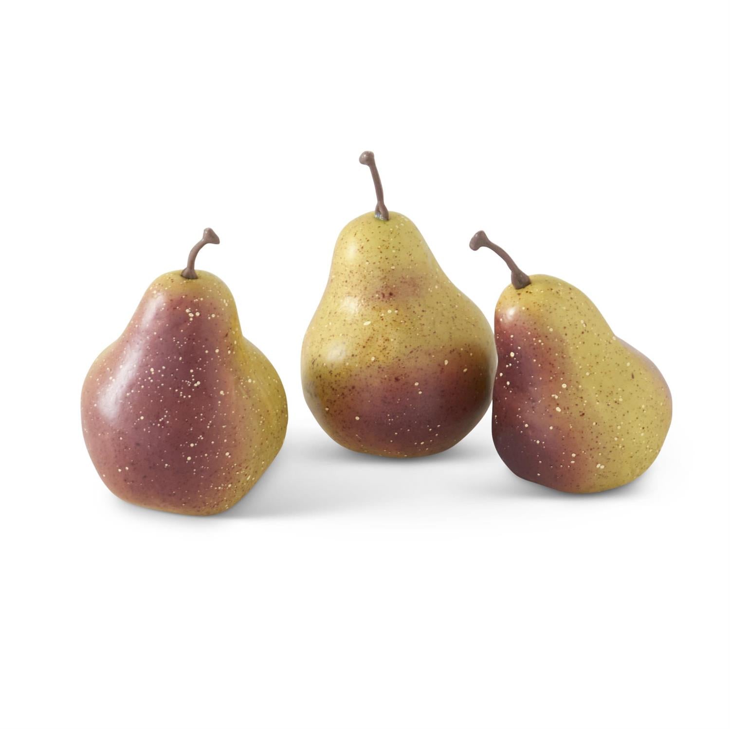 Bag of 12 3.5 Inch Faux Burgundy, Green & Brown Pears