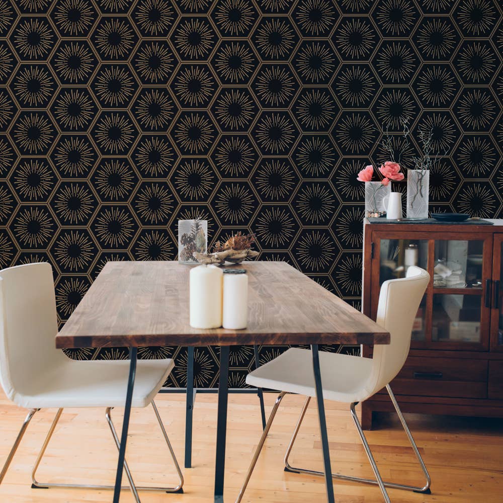 Hello Sunshine Gatsby Gold P&S Wallpaper, 56 sq. ft.