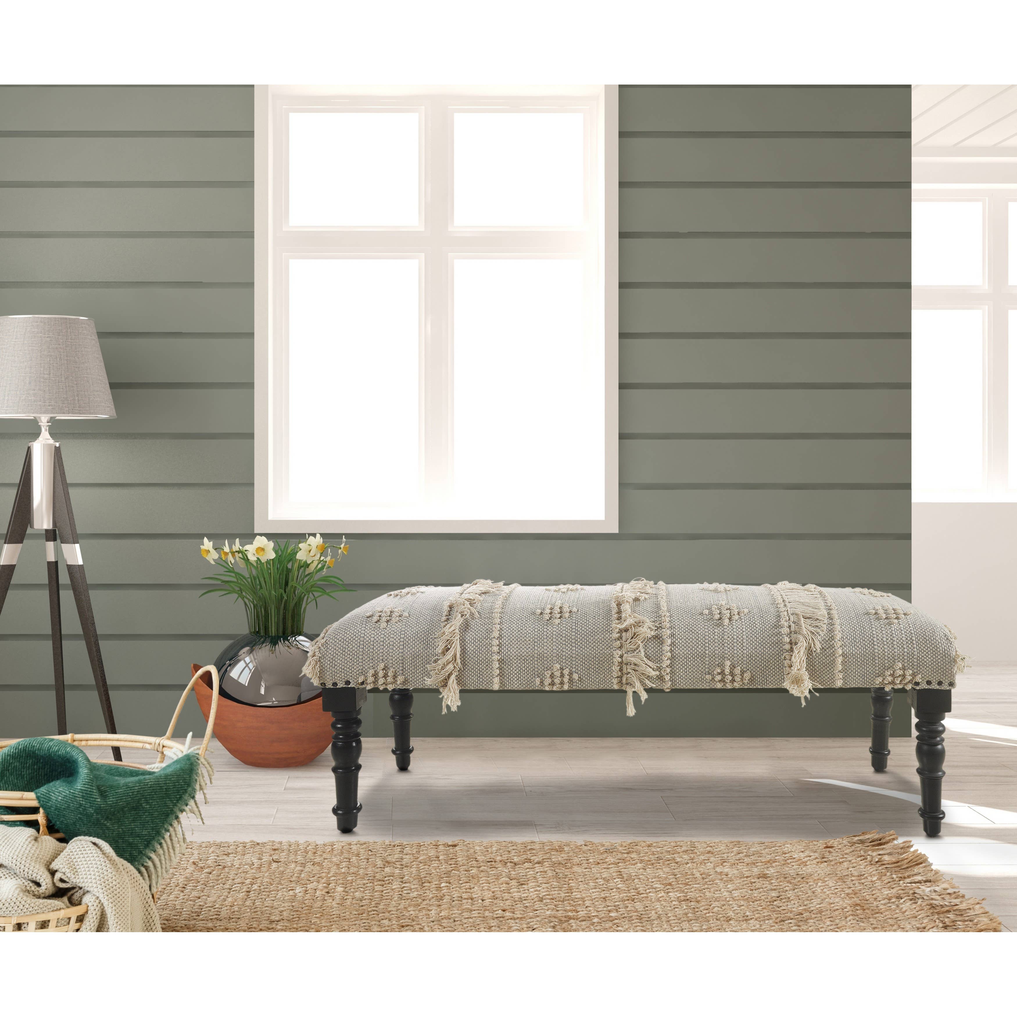 Intricate Modern Embroidered Handmade Upholstery Bench