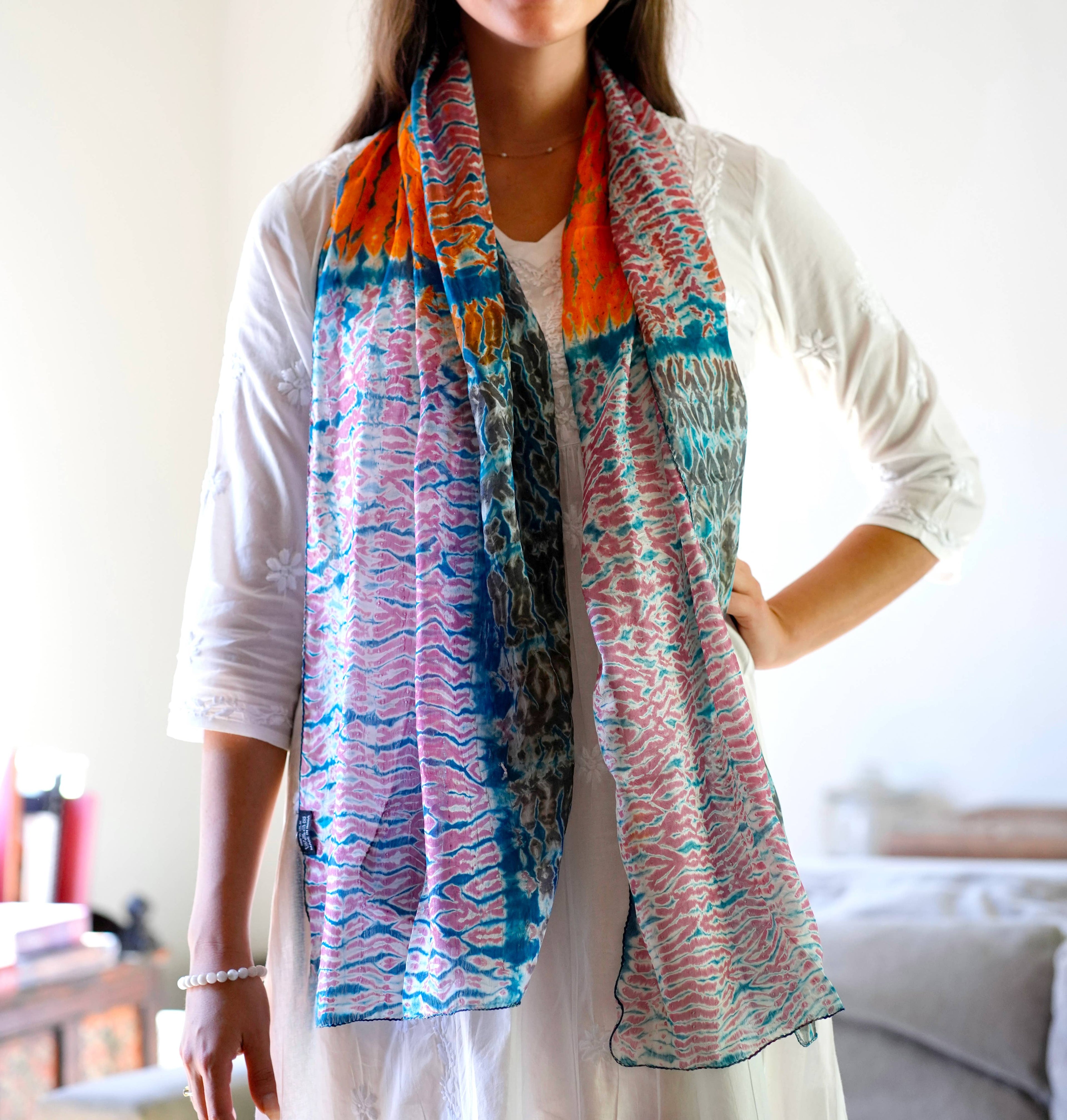 Yuna Shibori Silk Scarf