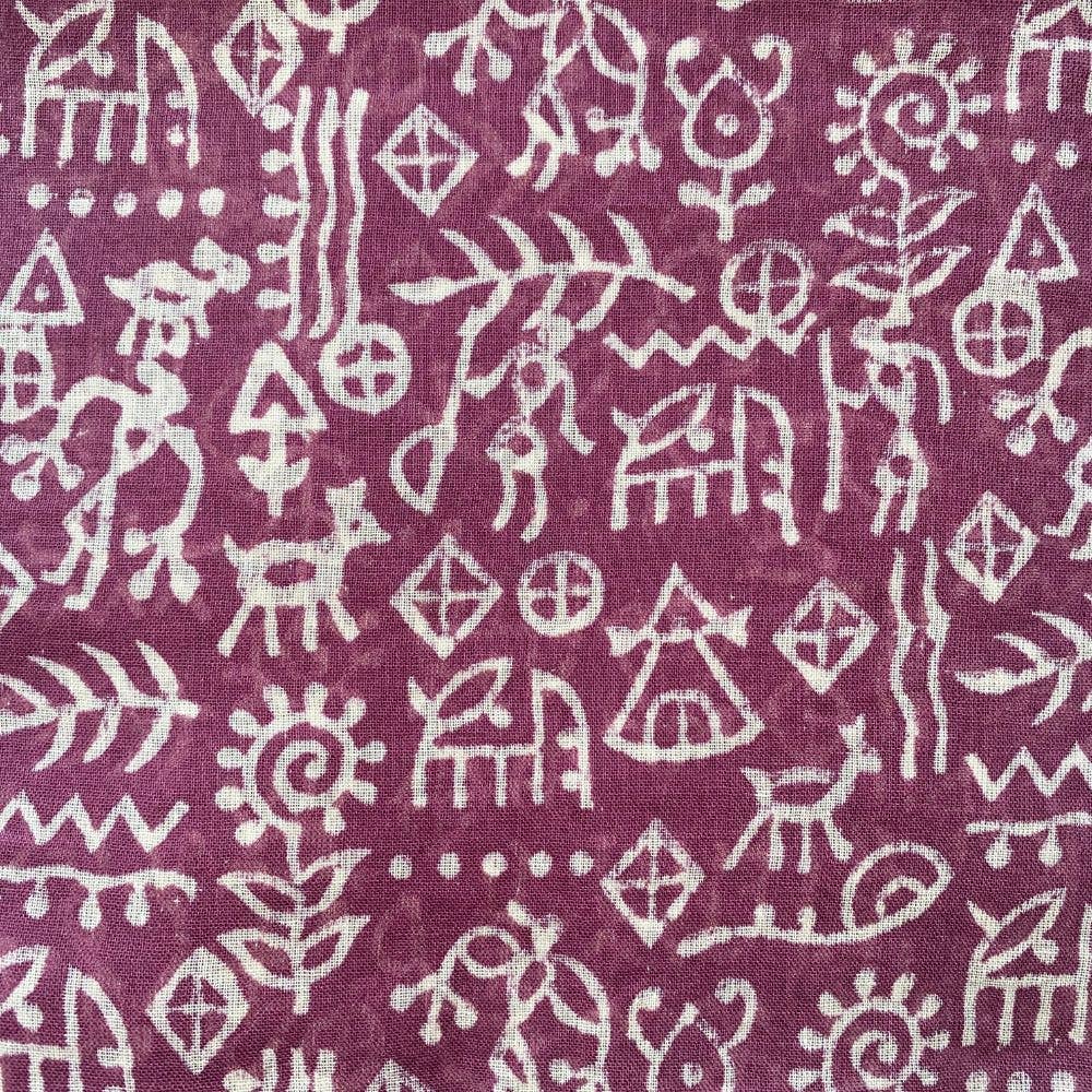 Naturally Dyed Block Printed Zari Sarong - Red Pigment