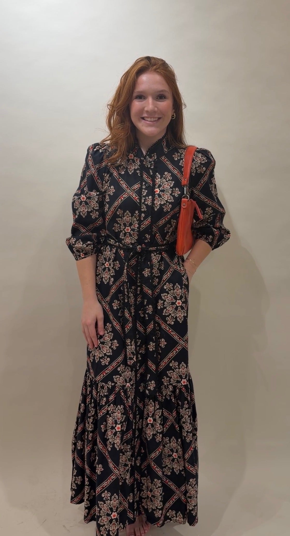 Heritage Print Cotton Maxi Dress