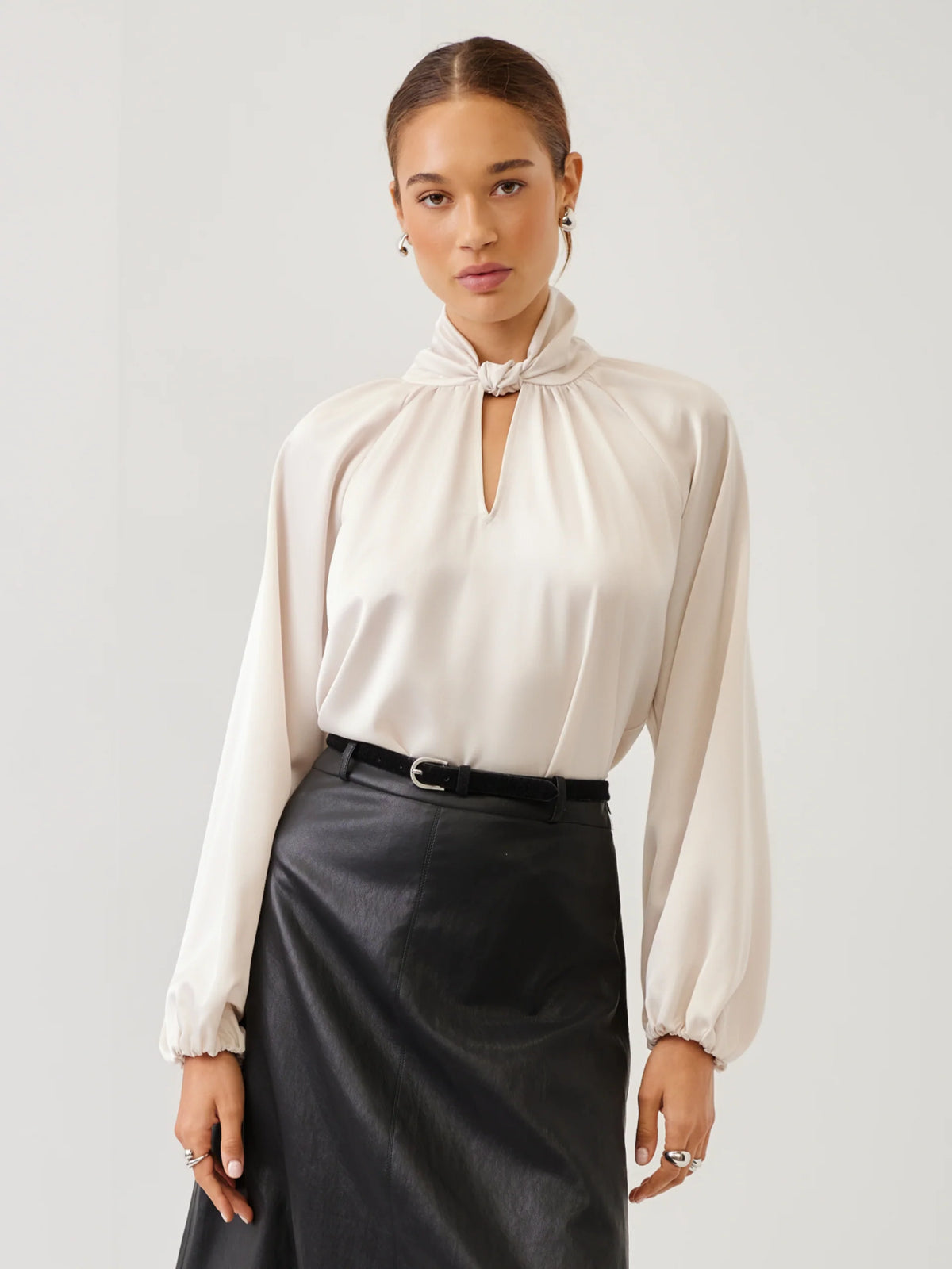 Alana Keyhole Satin Blouse