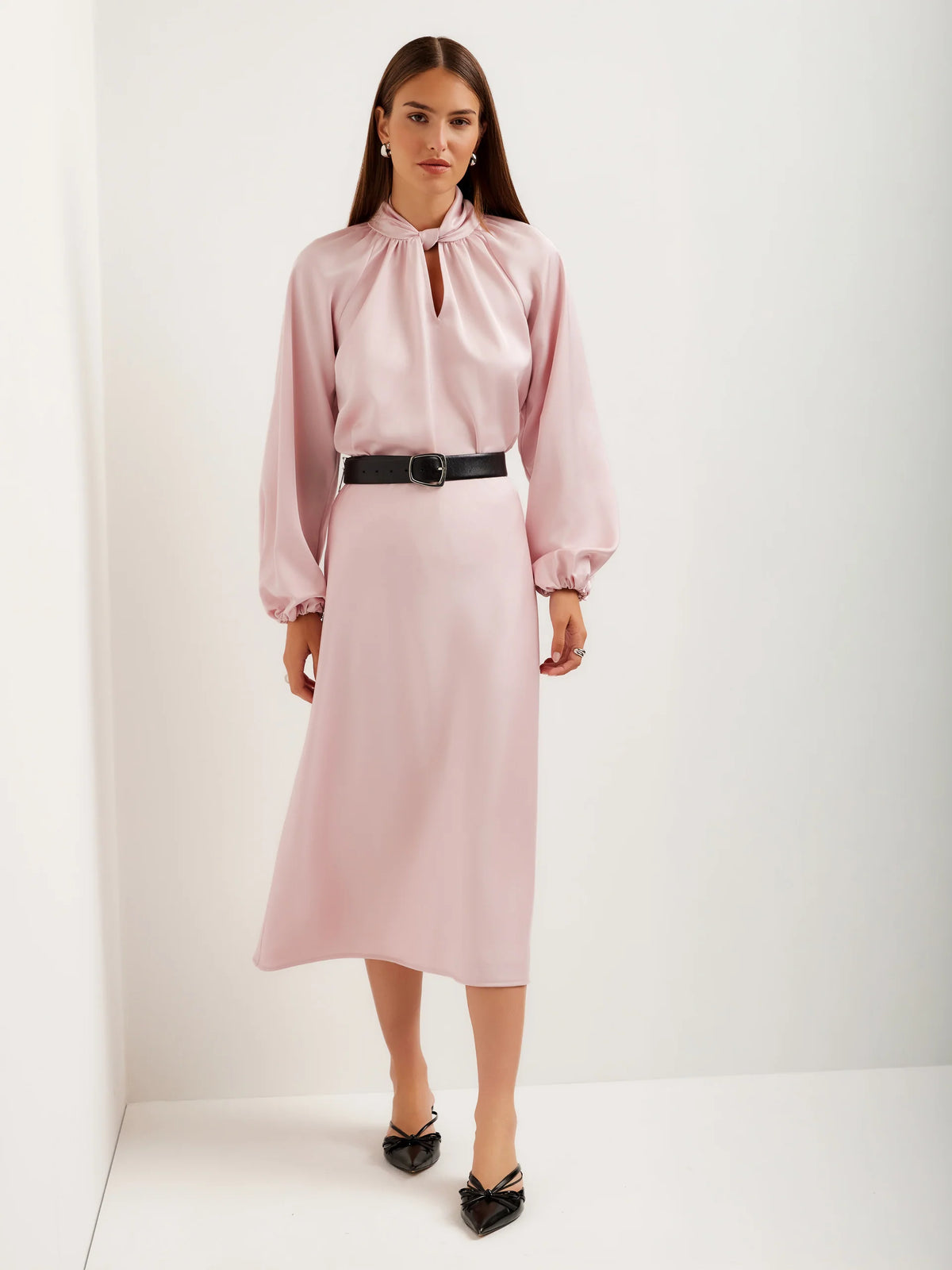 Alana Keyhole Satin Blouse